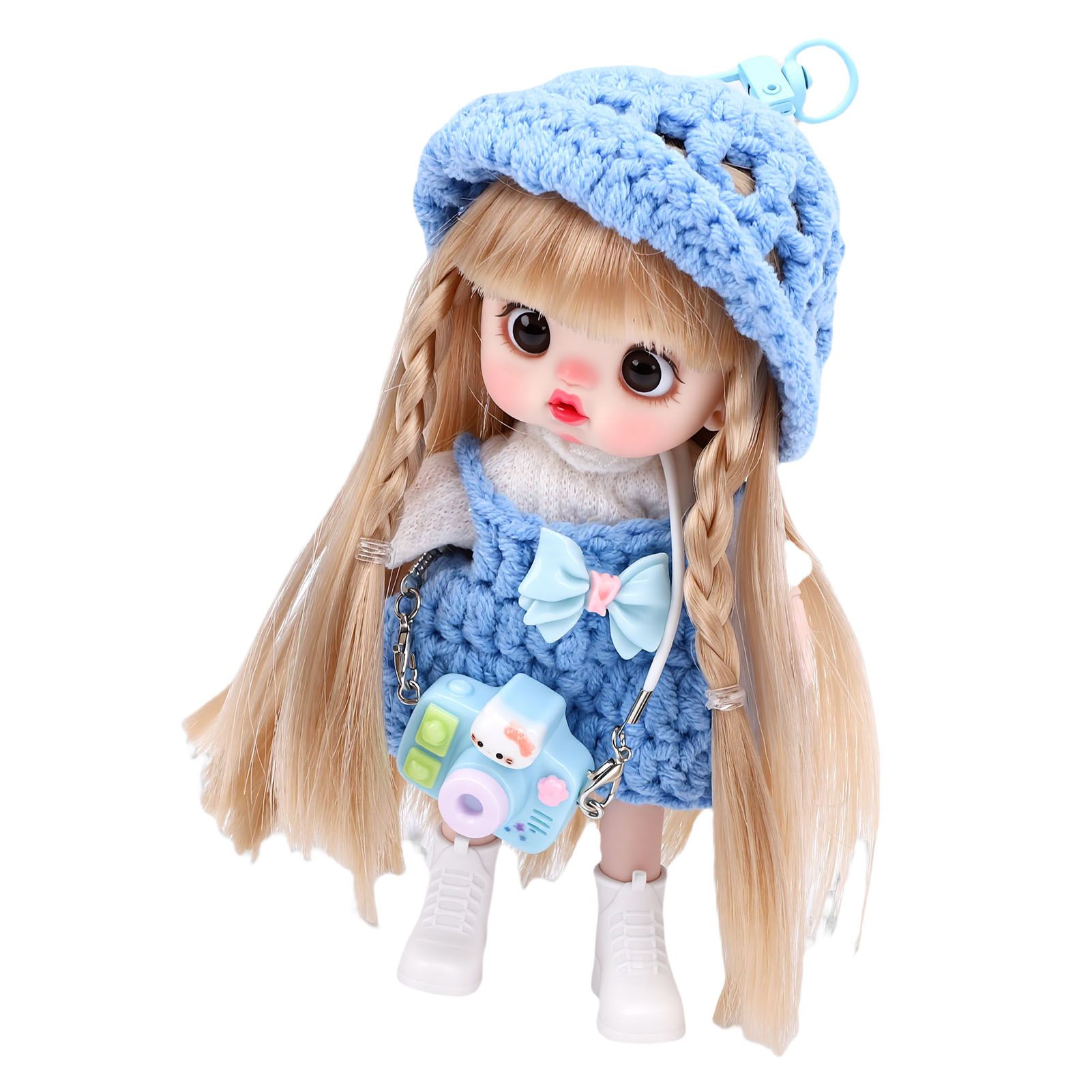 Doll Phone Pendant 15cm Cute Hanging Doll with Movable Joints Hand Crocheted view 11