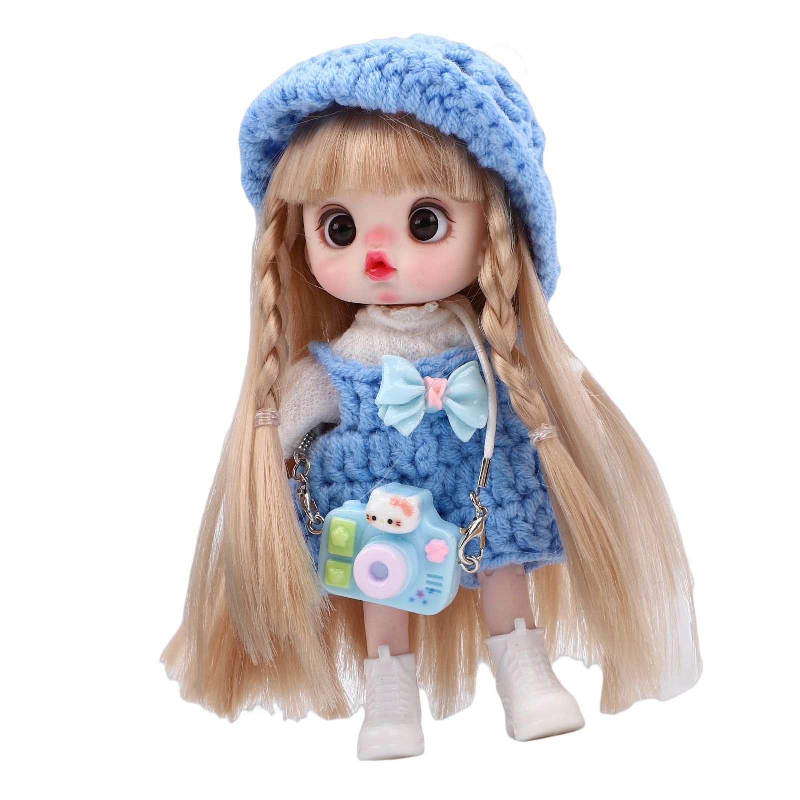 Doll Phone Pendant 15cm Cute Hanging Doll with Movable Joints Hand Crocheted view 12
