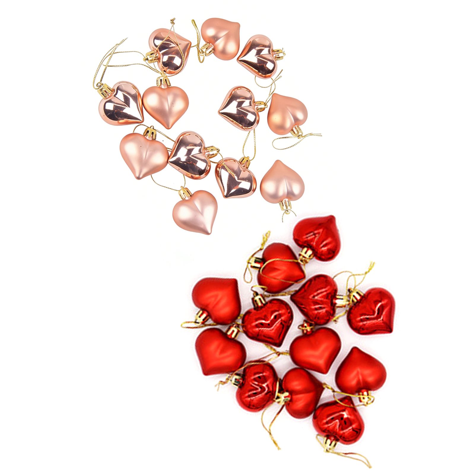 24pcs Heart Shaped Ornaments Romantic Electroplated Heart Decorations Tree