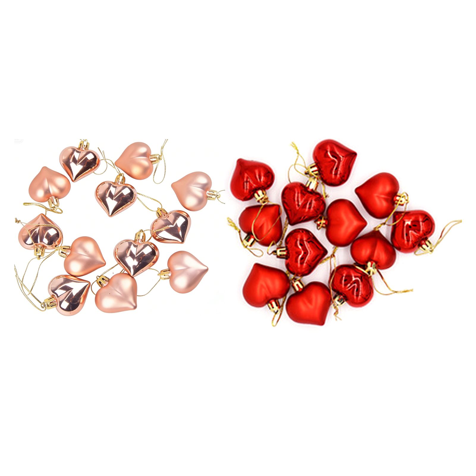 24pcs Heart Shaped Ornaments Romantic Electroplated Heart Decorations Tree view 3