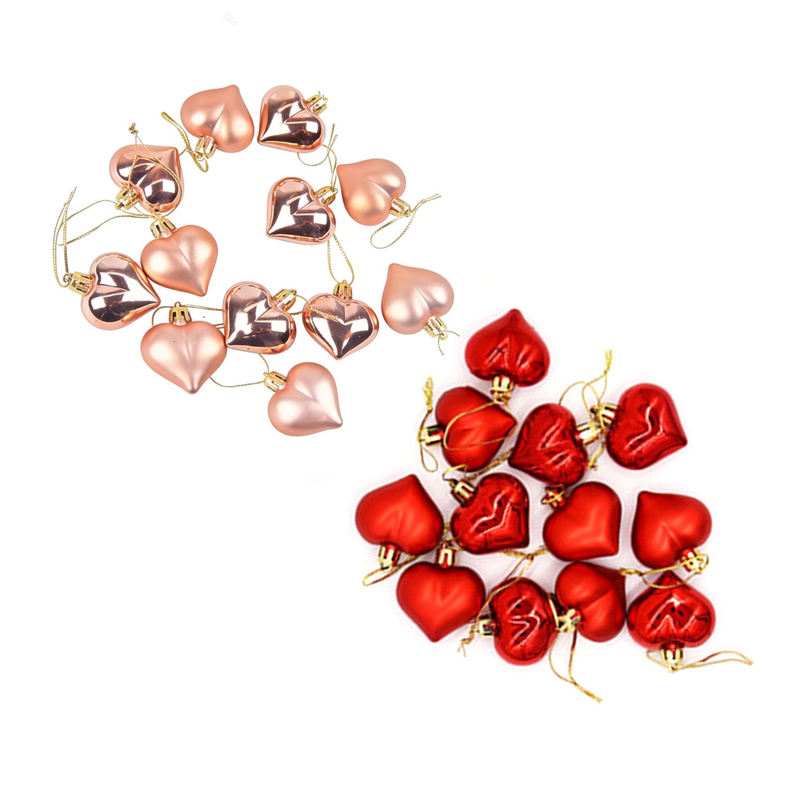 24pcs Heart Shaped Ornaments Romantic Electroplated Heart Decorations Tree view 4