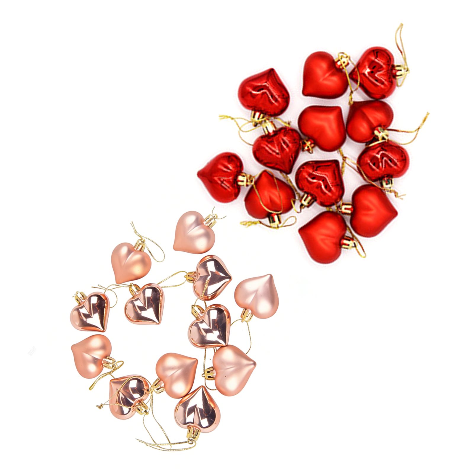 24pcs Heart Shaped Ornaments Romantic Electroplated Heart Decorations Tree view 6