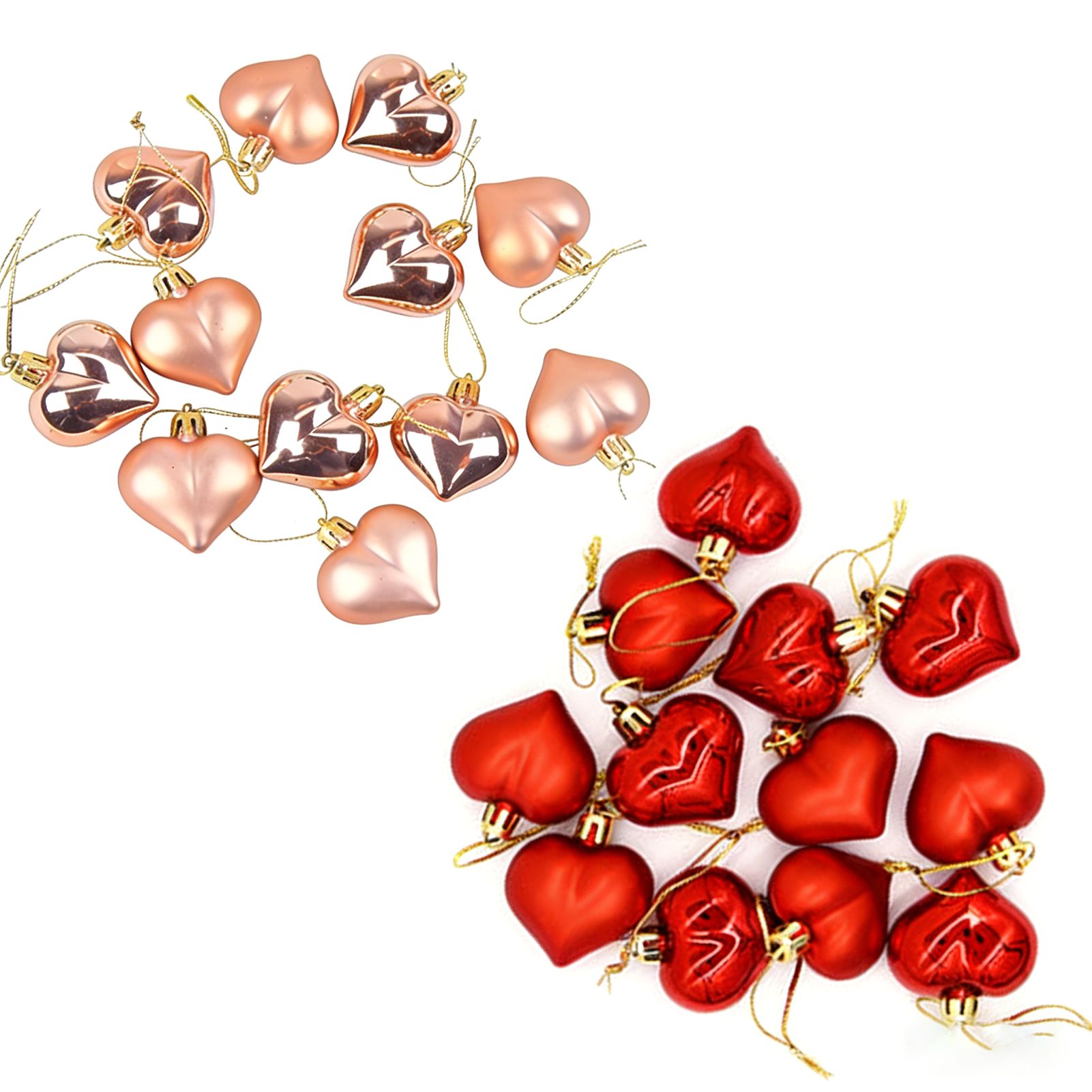 24pcs Heart Shaped Ornaments Romantic Electroplated Heart Decorations Tree view 9