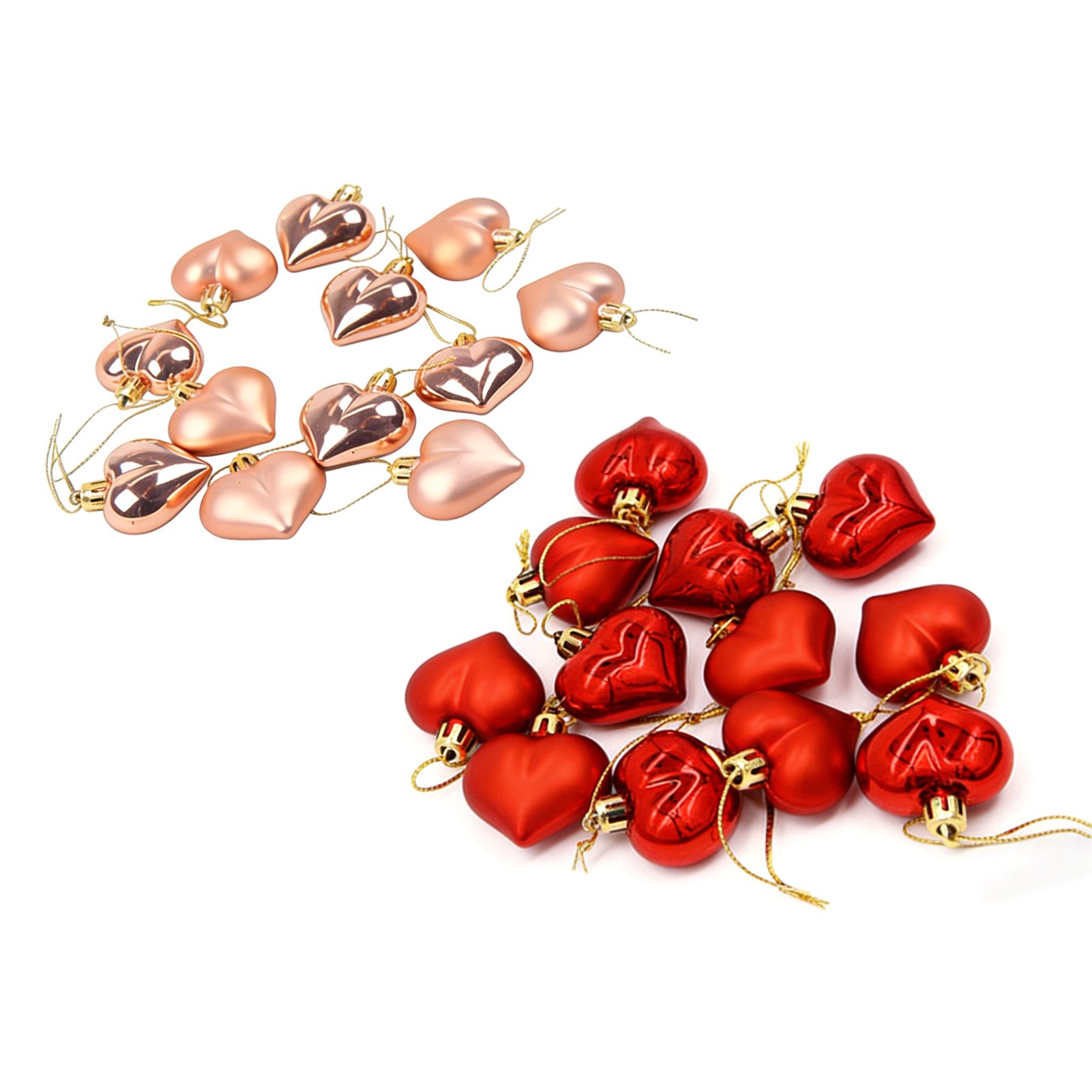 24pcs Heart Shaped Ornaments Romantic Electroplated Heart Decorations Tree view 10