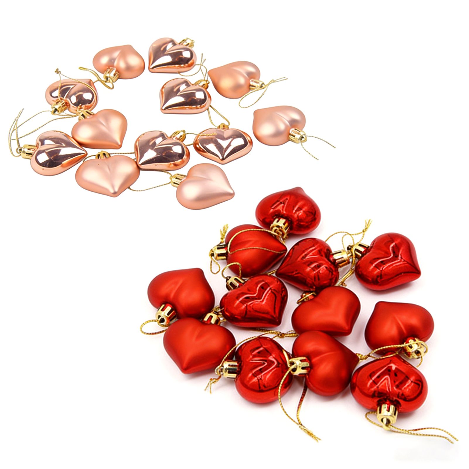 24pcs Heart Shaped Ornaments Romantic Electroplated Heart Decorations Tree view 11