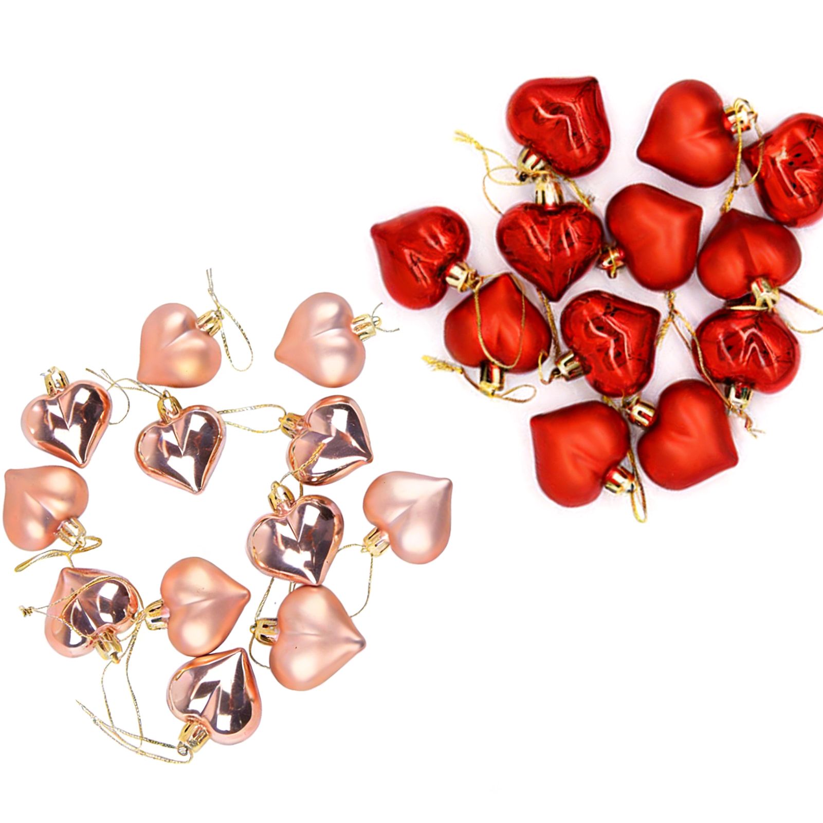 24pcs Heart Shaped Ornaments Romantic Electroplated Heart Decorations Tree view 12