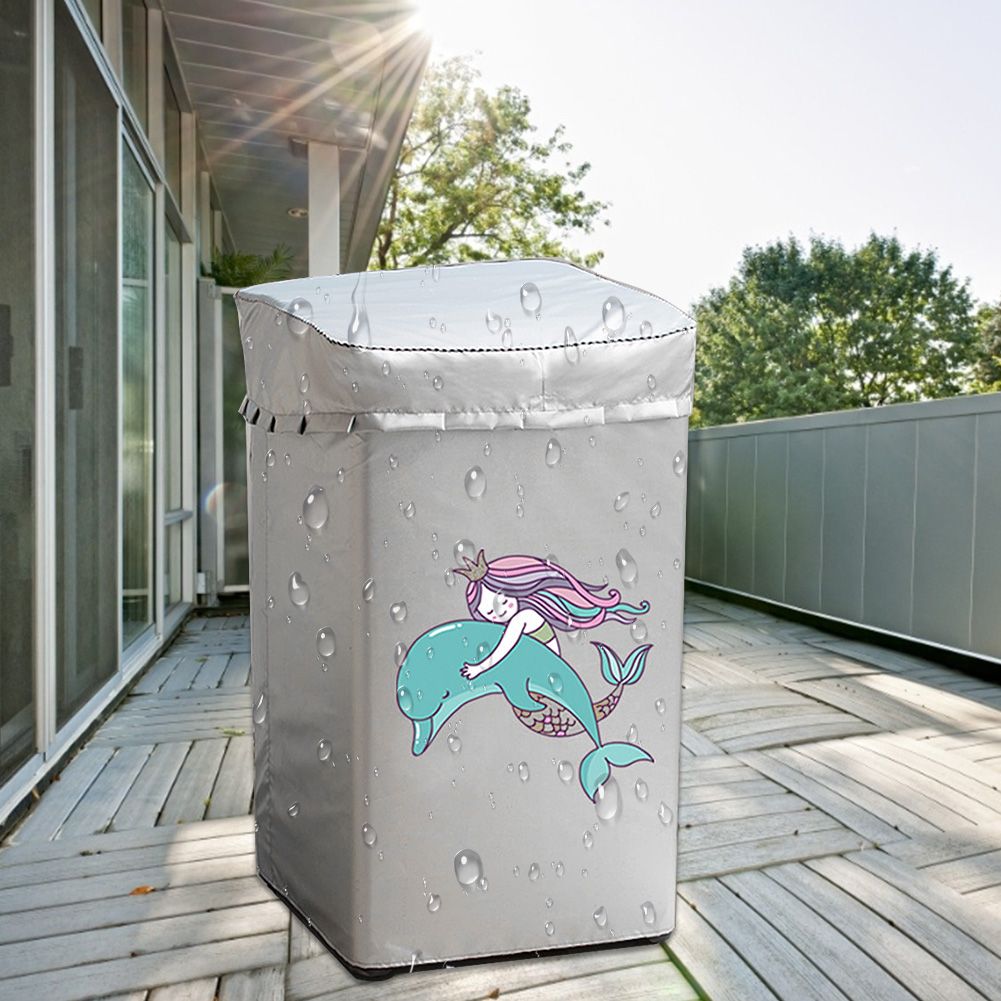 Cartoon Oxford Cloth Washing Machine Cover Waterproof Upper Open Dual Use Dust view 6