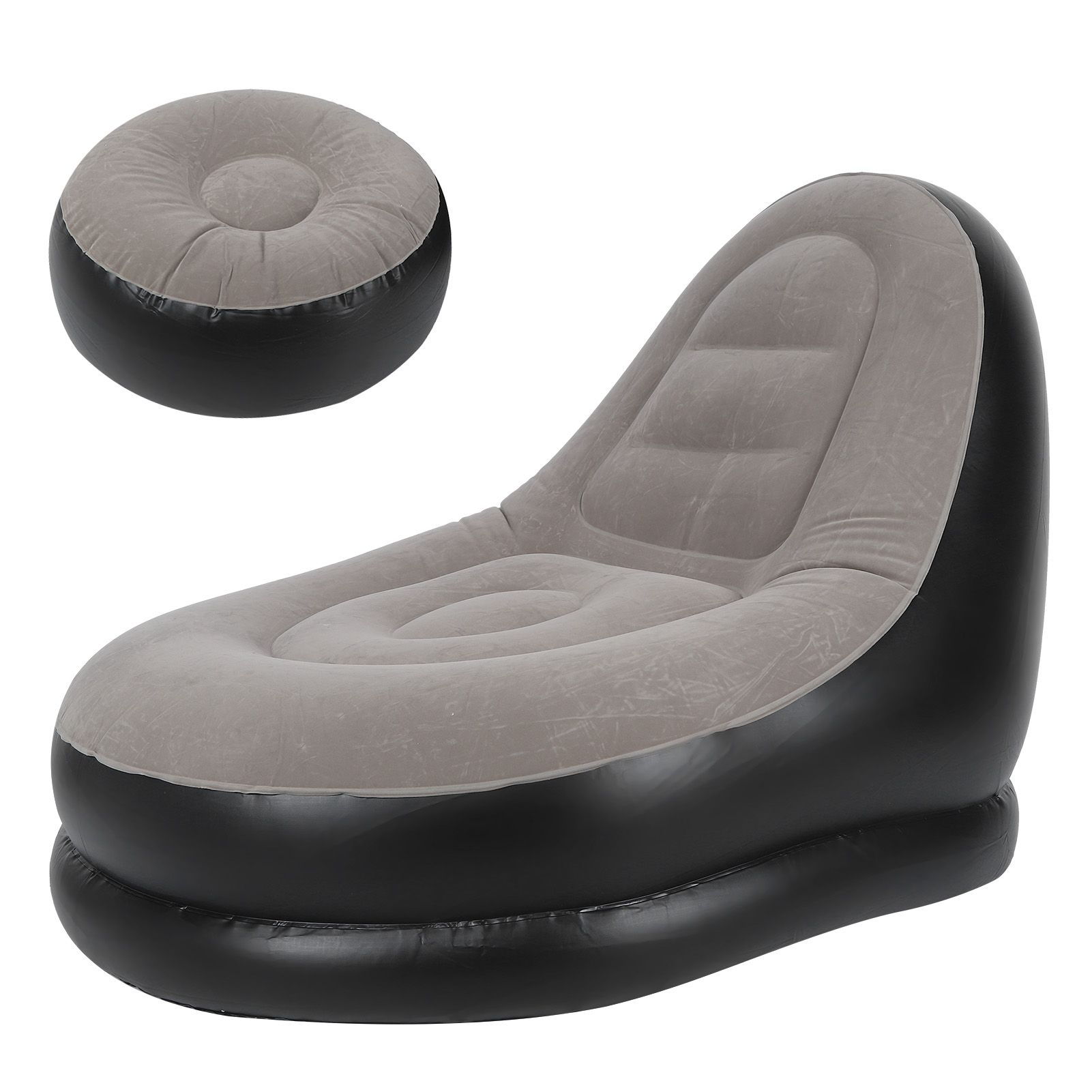 Modern Inflatable Folding Recliner Sofa Chair with Footstool for Living Room