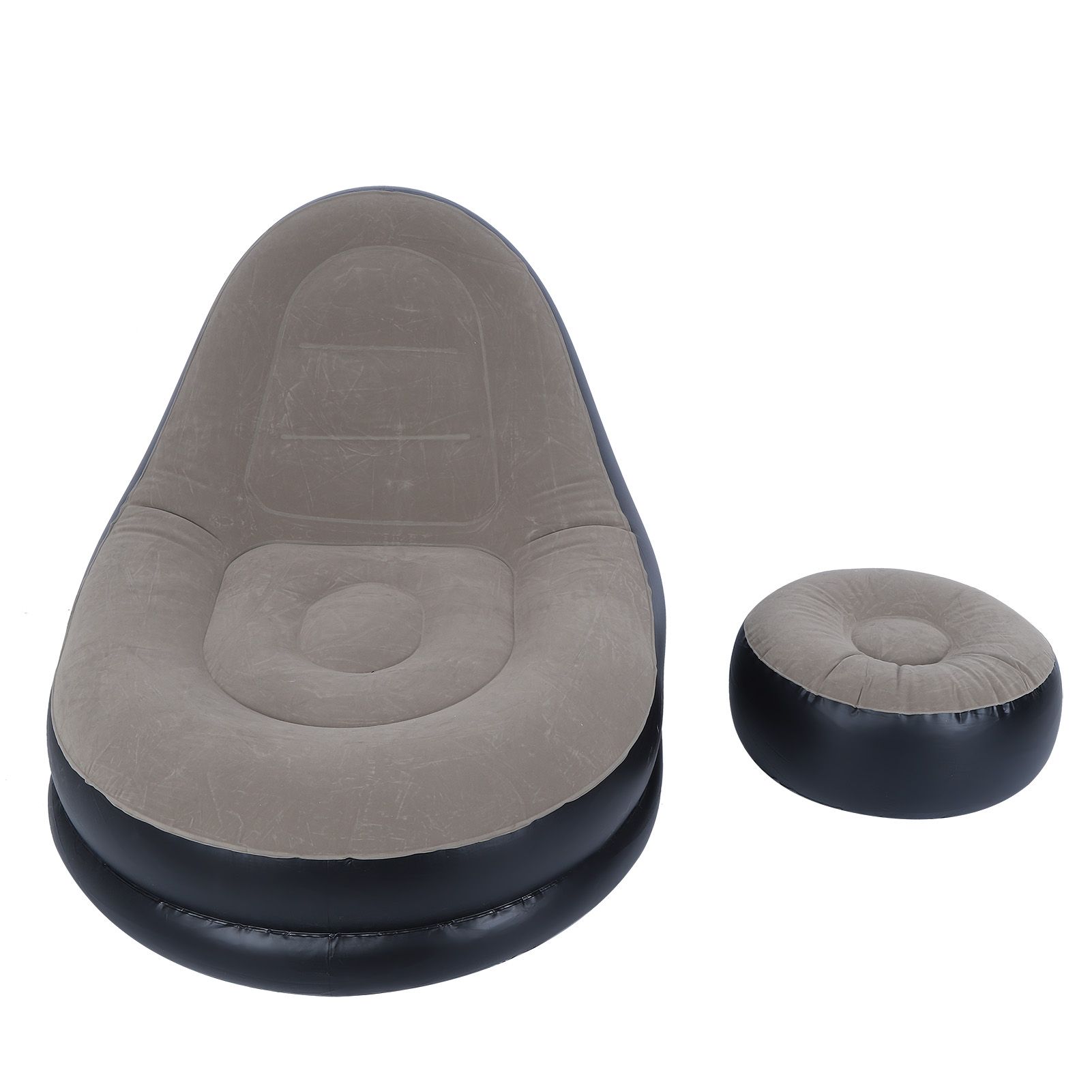 Modern Inflatable Folding Recliner Sofa Chair with Footstool for Living Room view 2