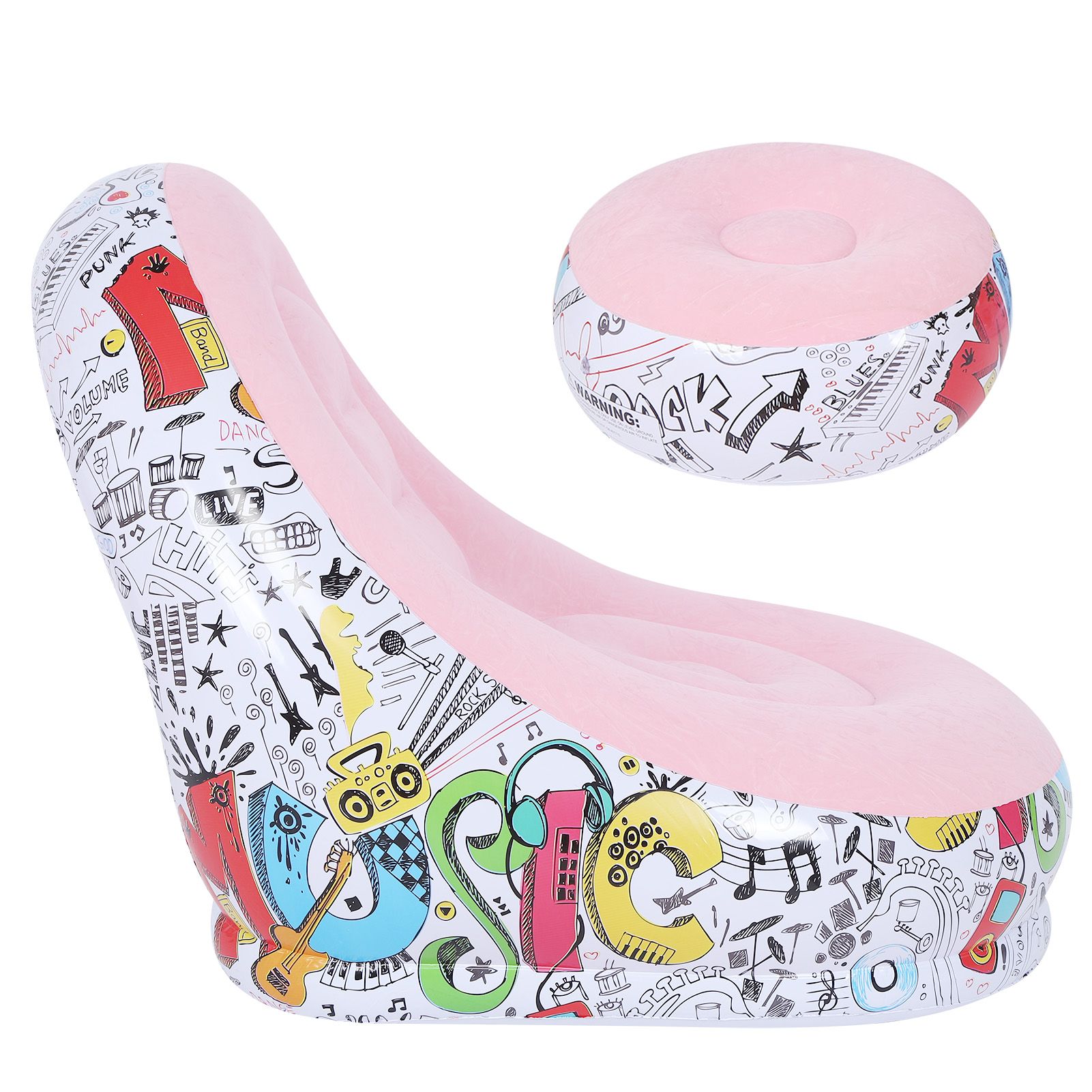 Portable Inflatable Sofa Comfortable Chair Longue with Footstool for Living — image 1