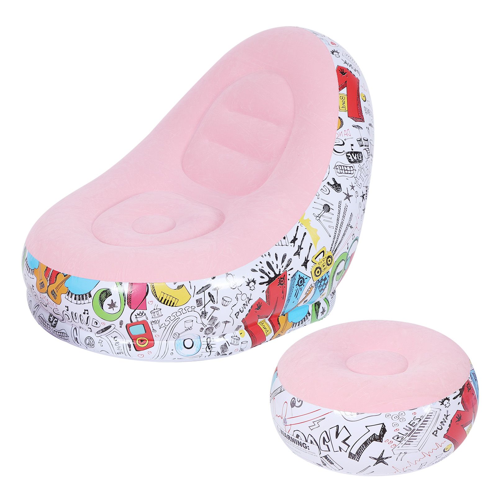 Portable Inflatable Sofa Comfortable Chair Longue with Footstool for Living view 3