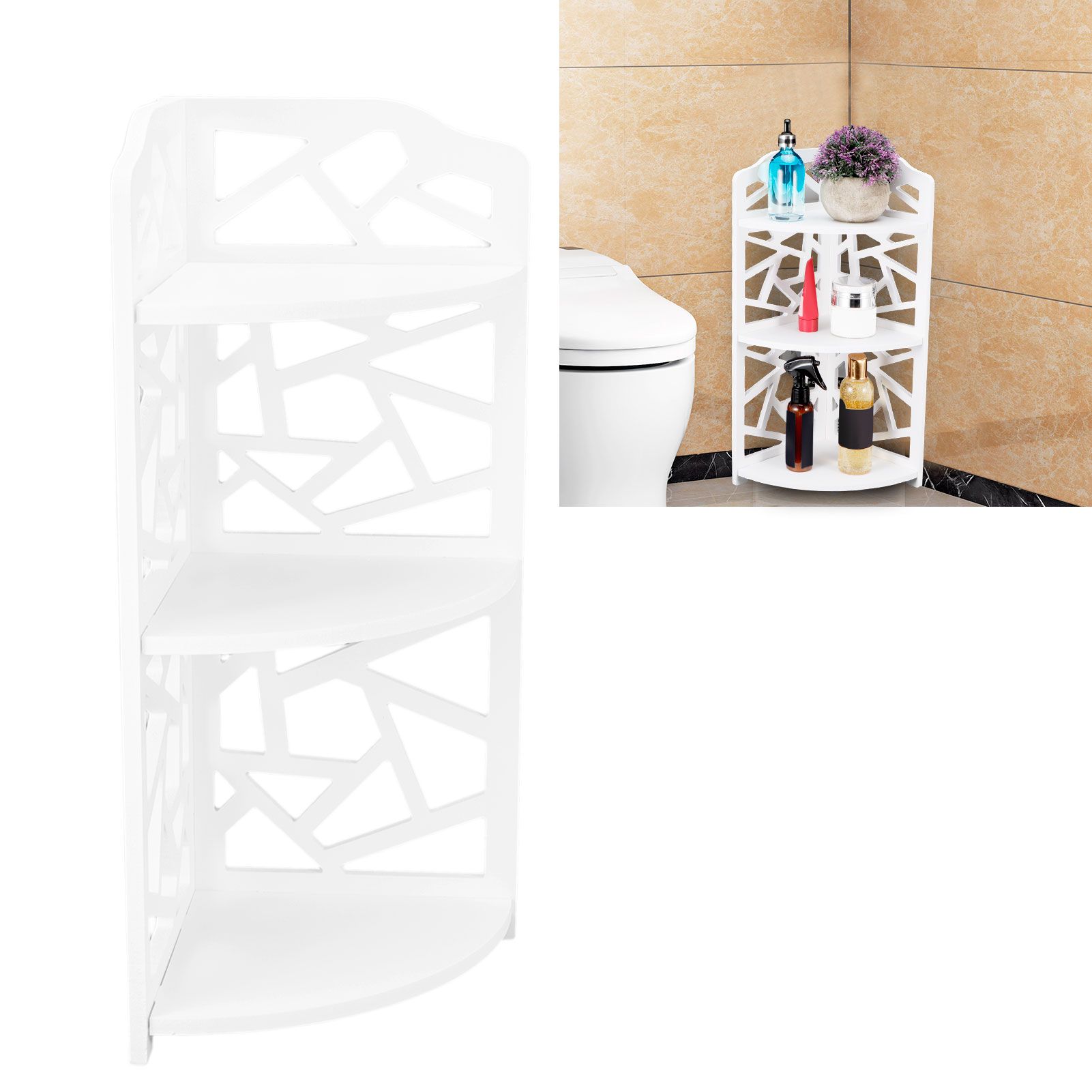 3 Tier Small Corner Shelves Plant Standing Rack for Small Spaces Bathroom view 9