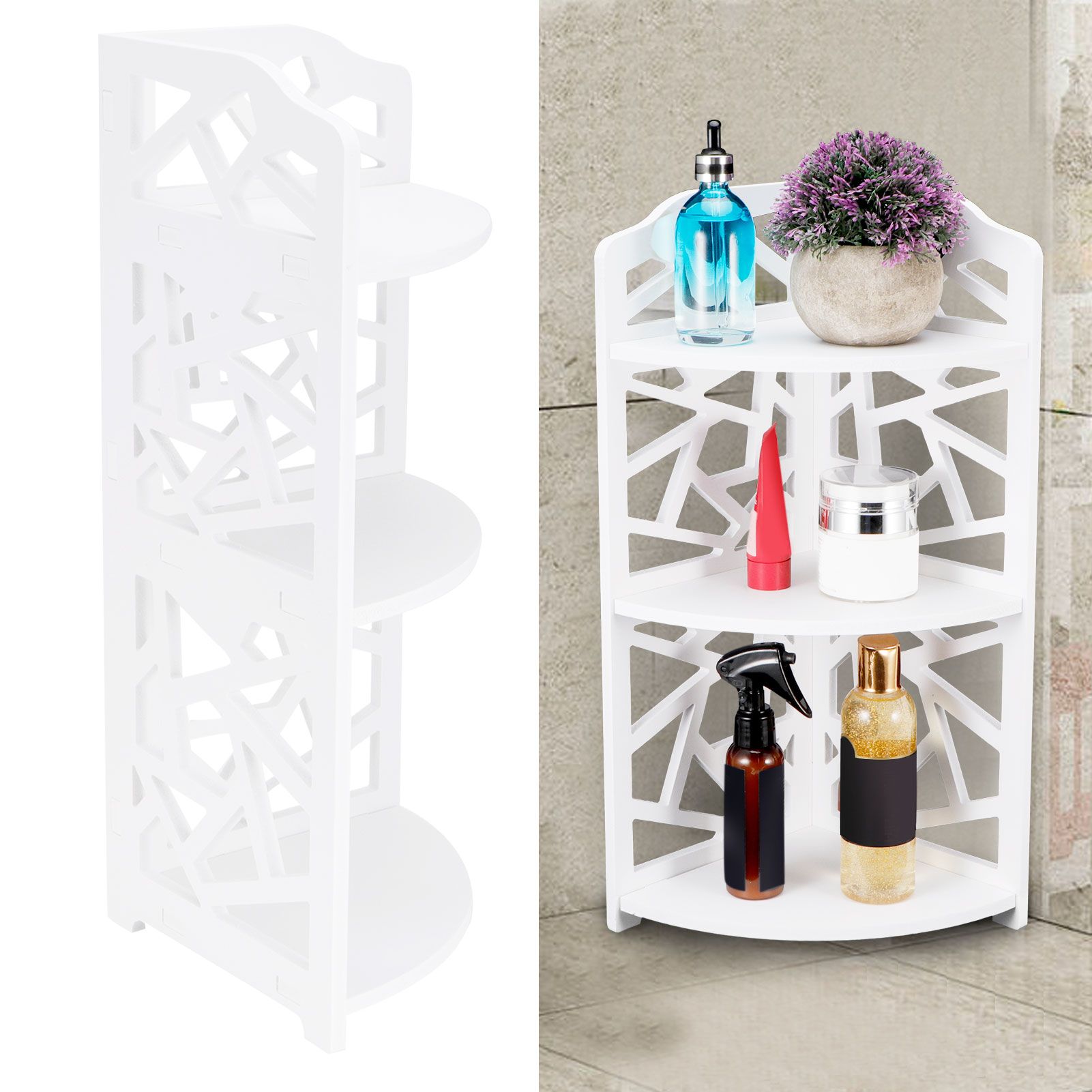 3 Tier Small Corner Shelves Plant Standing Rack for Small Spaces Bathroom view 10