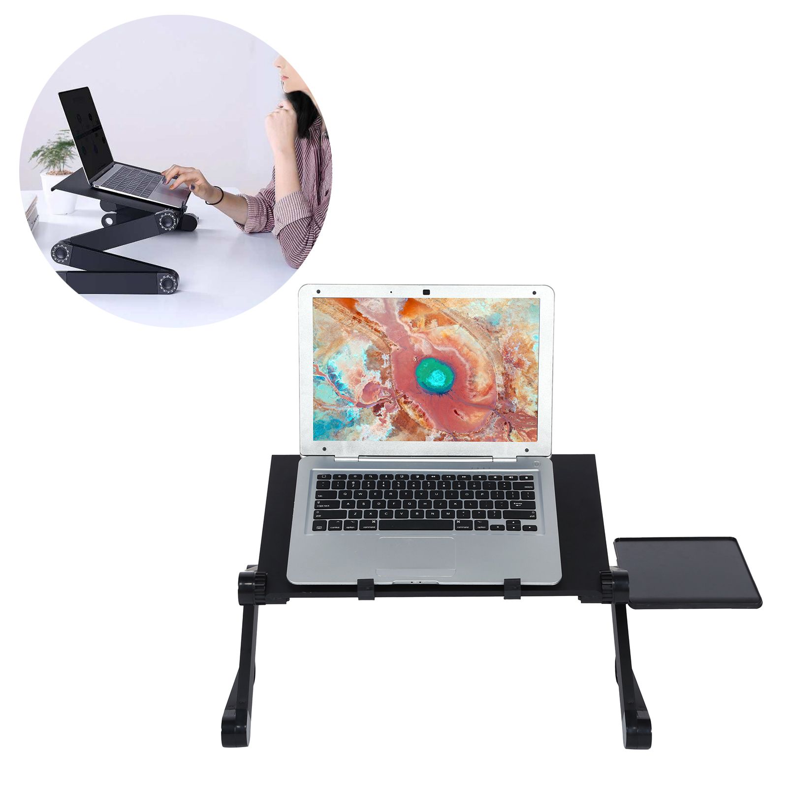 Laptop Desk with Mouse Board Portable Aluminum Alloy Adjustable Folding view 9