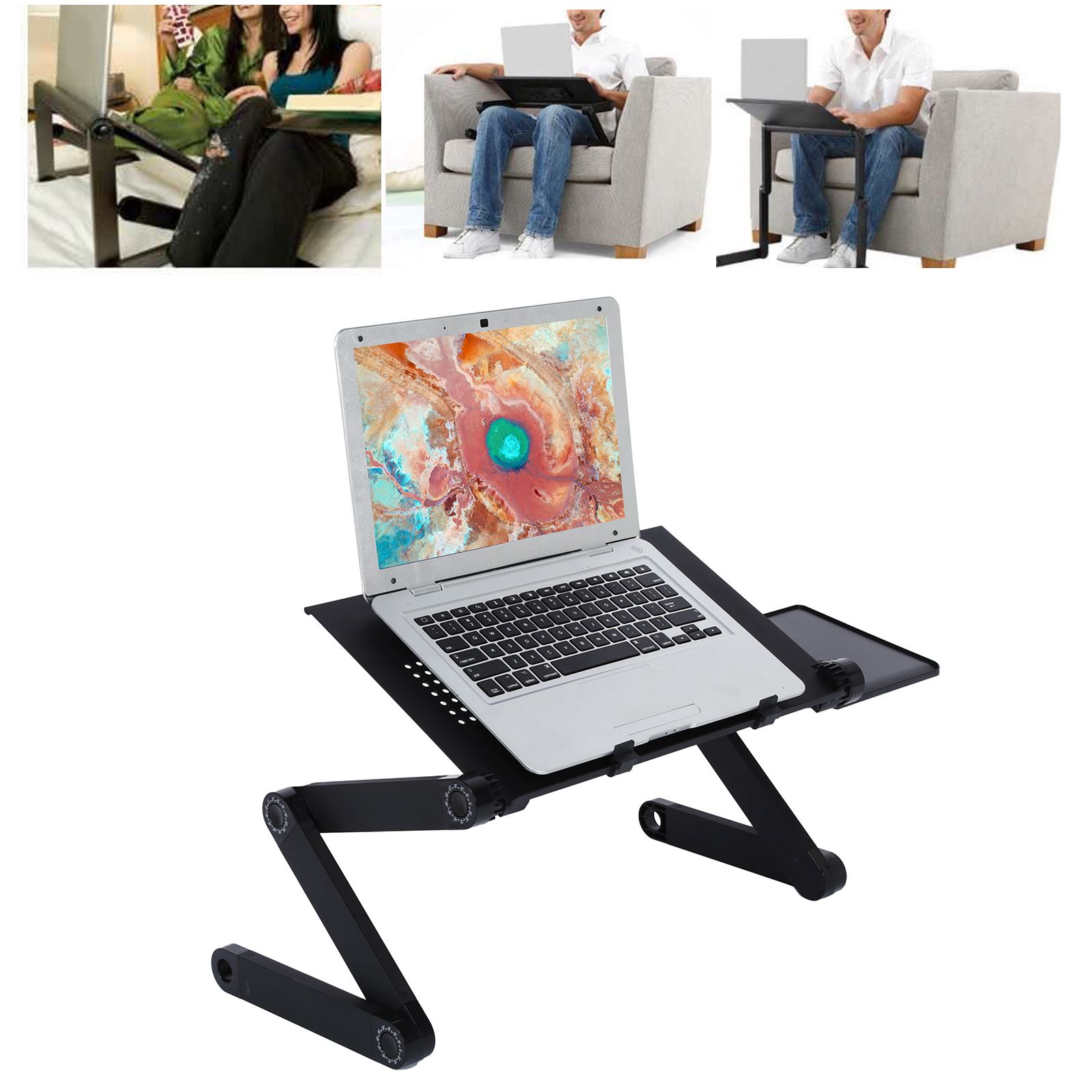 Laptop Desk with Mouse Board Portable Aluminum Alloy Adjustable Folding view 10