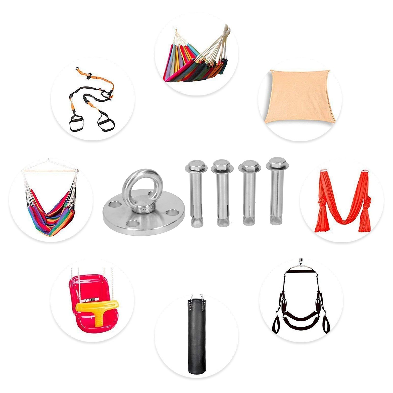 Ceiling Bracket Wall Mount Yoga Hammock Suspension Swing Sandbag Fixing Hook view 9