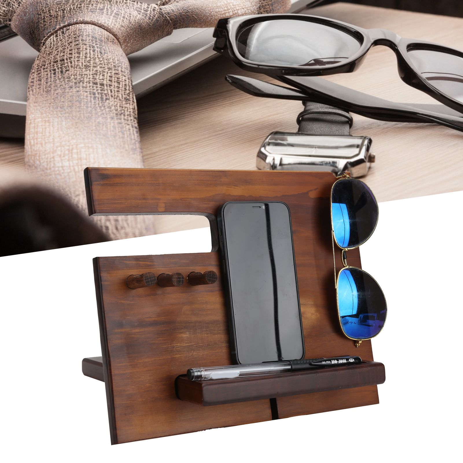 Mobile Phone Base Multifunctional Watch Glasses Key Holder Organizer for Home view 12