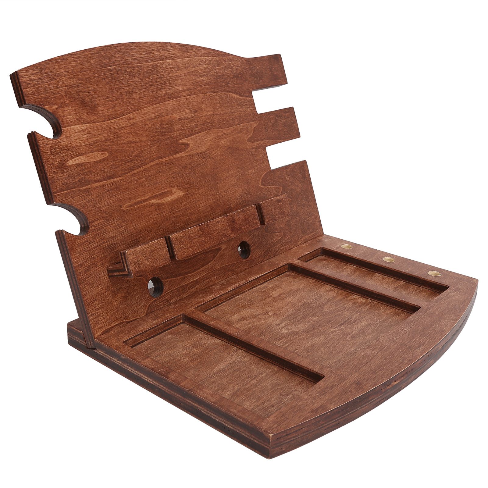 Wood Phone Docking Station Desk Storage Bracket Key Holder Wallet Stand Watch view 3