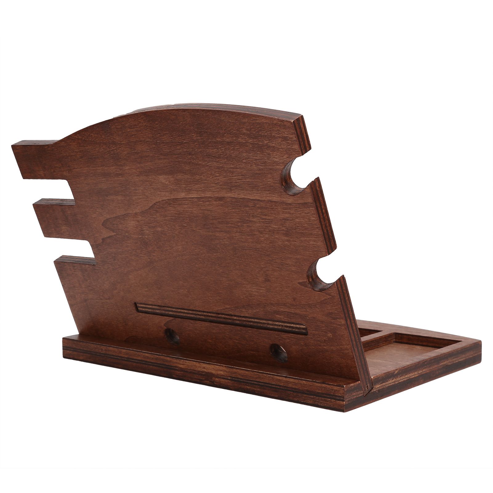 Wood Phone Docking Station Desk Storage Bracket Key Holder Wallet Stand Watch view 5