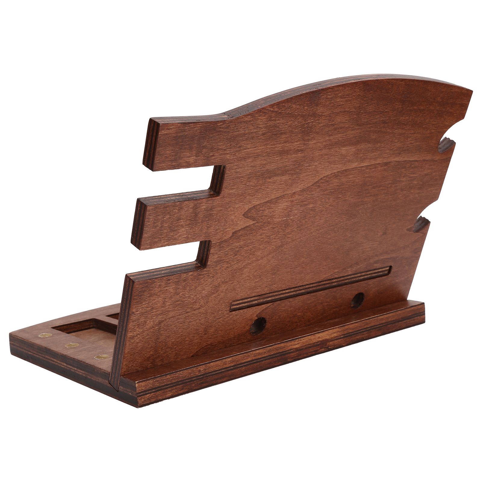 Wood Phone Docking Station Desk Storage Bracket Key Holder Wallet Stand Watch view 7