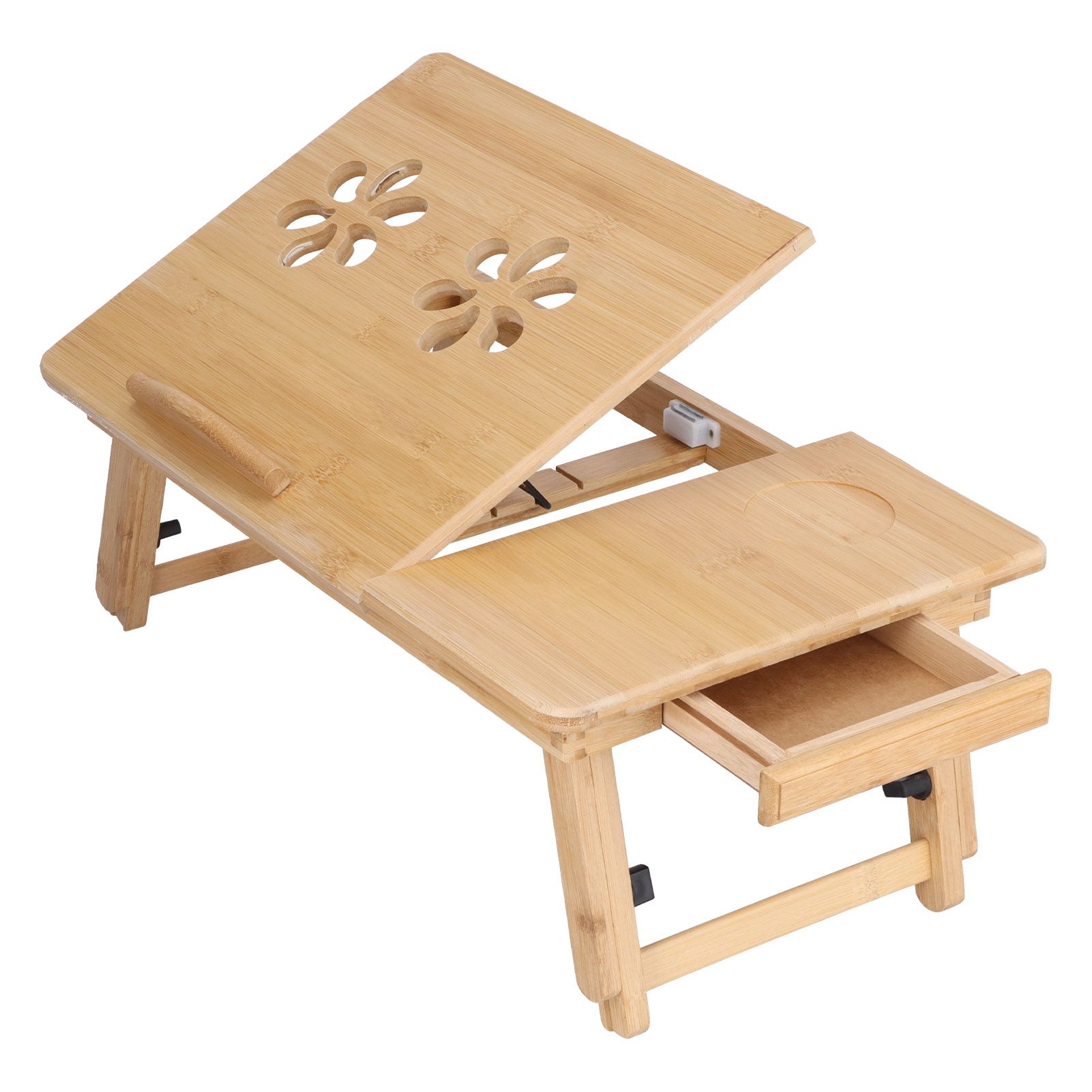 Multi Function Folding Bamboo Laptop Table Adjustable Laptop Holder Study Desk view 8