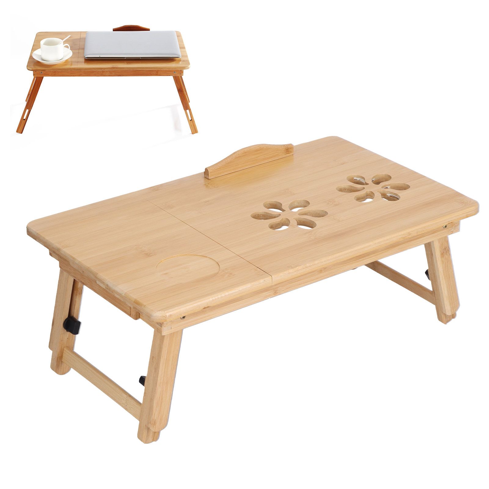 Multi Function Folding Bamboo Laptop Table Adjustable Laptop Holder Study Desk view 11