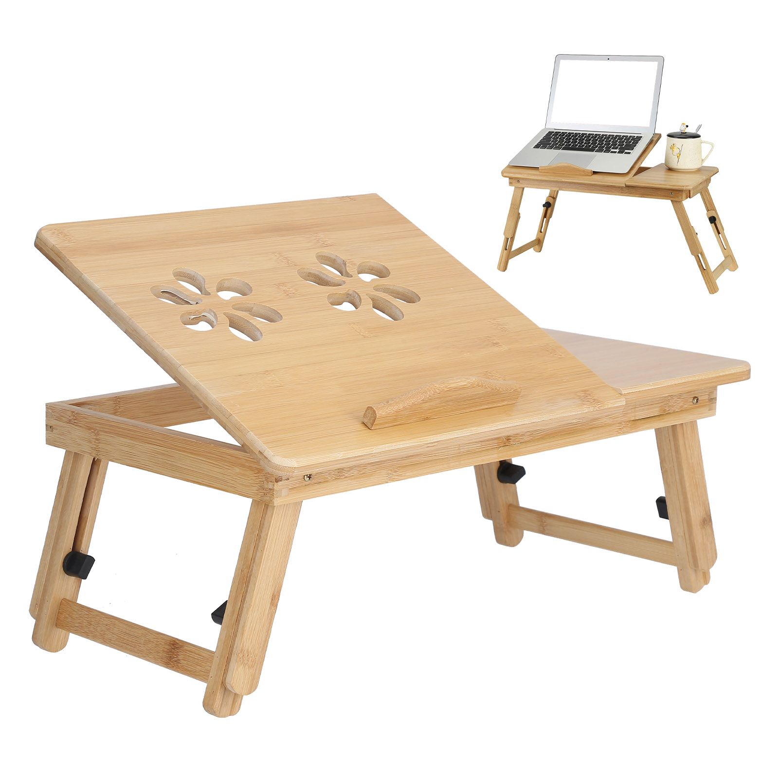 Multi Function Folding Bamboo Laptop Table Adjustable Laptop Holder Study Desk view 12