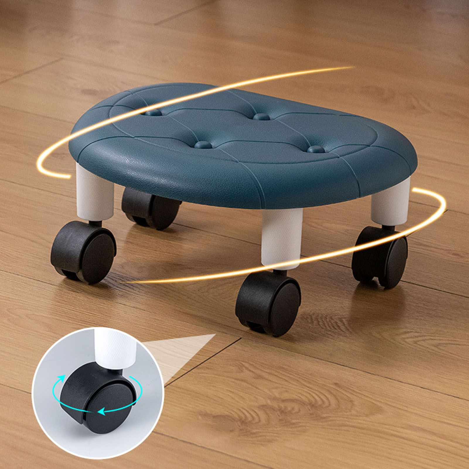 Low Roller Seating PU Surface Plastic Structure Movable Universal Wheels Stool view 8