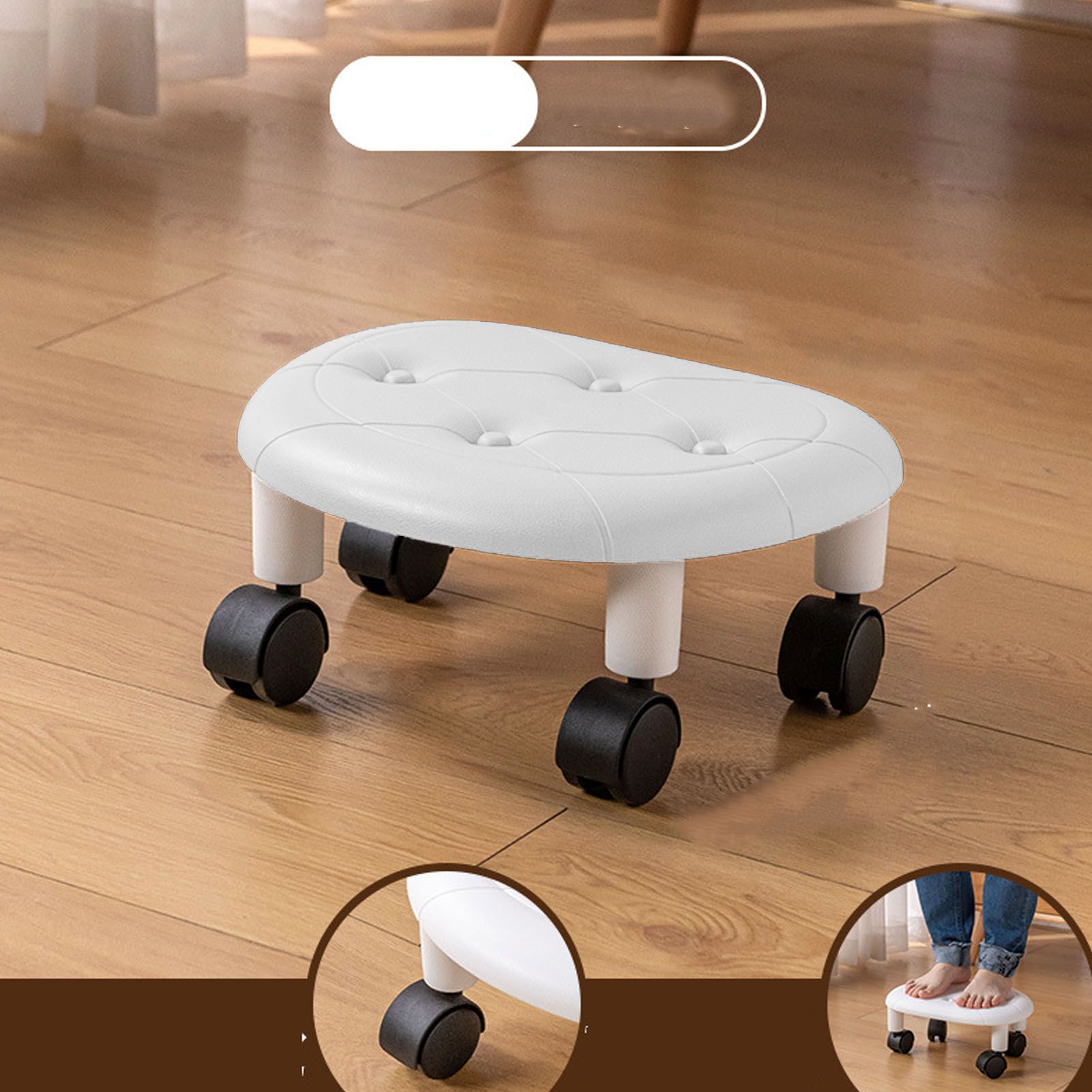 Low Roller Seating PU Surface Plastic Structure Movable Universal Wheels Stool view 8