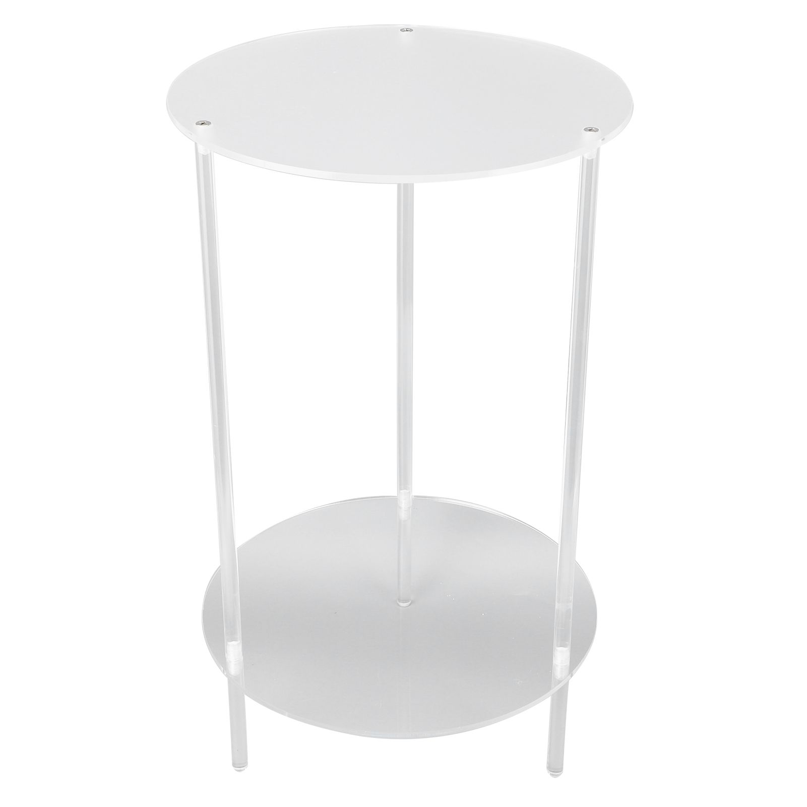 Clear Acrylic Side Table 2 Tier Round Top Nightstand Small Modern End Table
