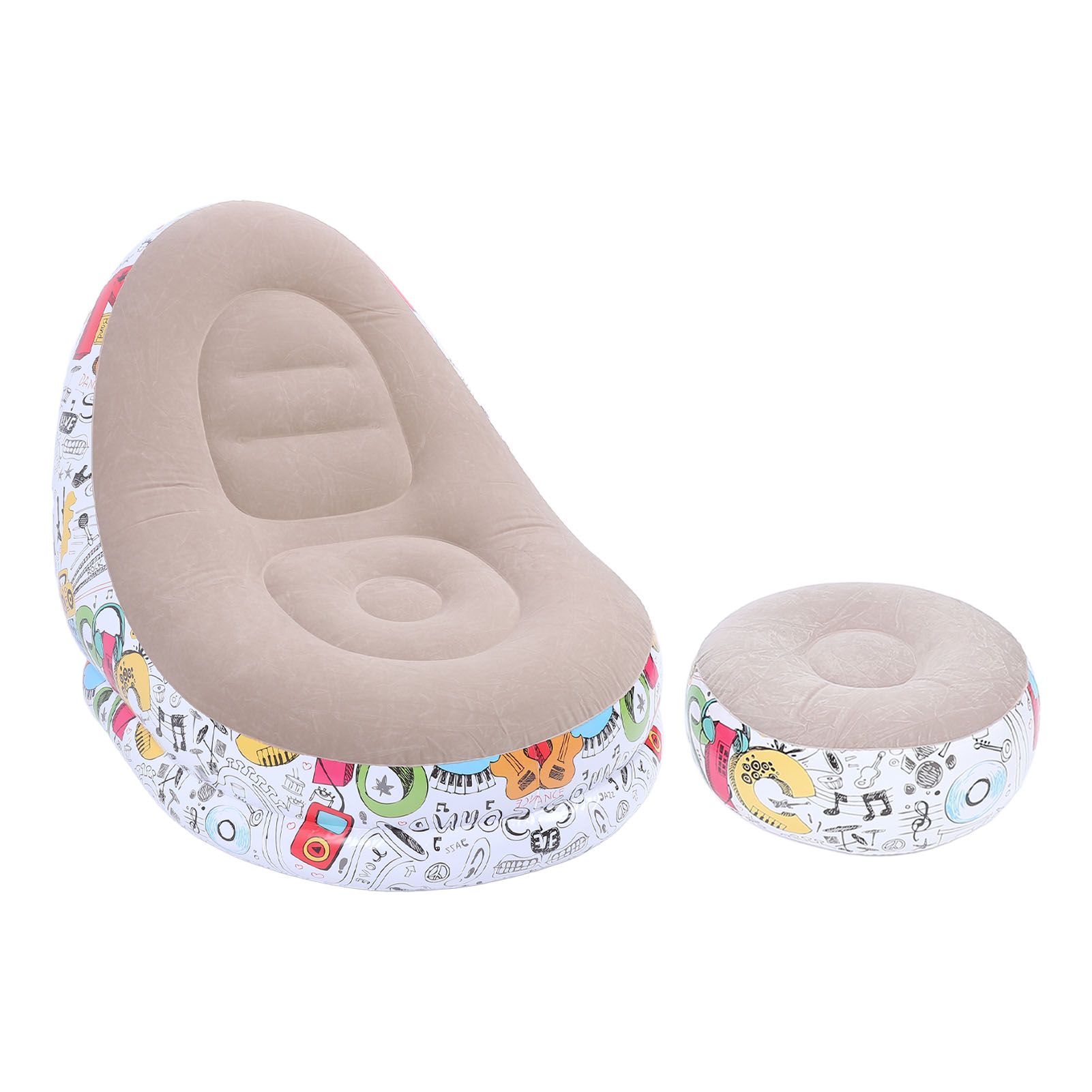 Inflatable Lounge Chair Cartoon Graffiti Minimalist Flocking Air Couch Sofa