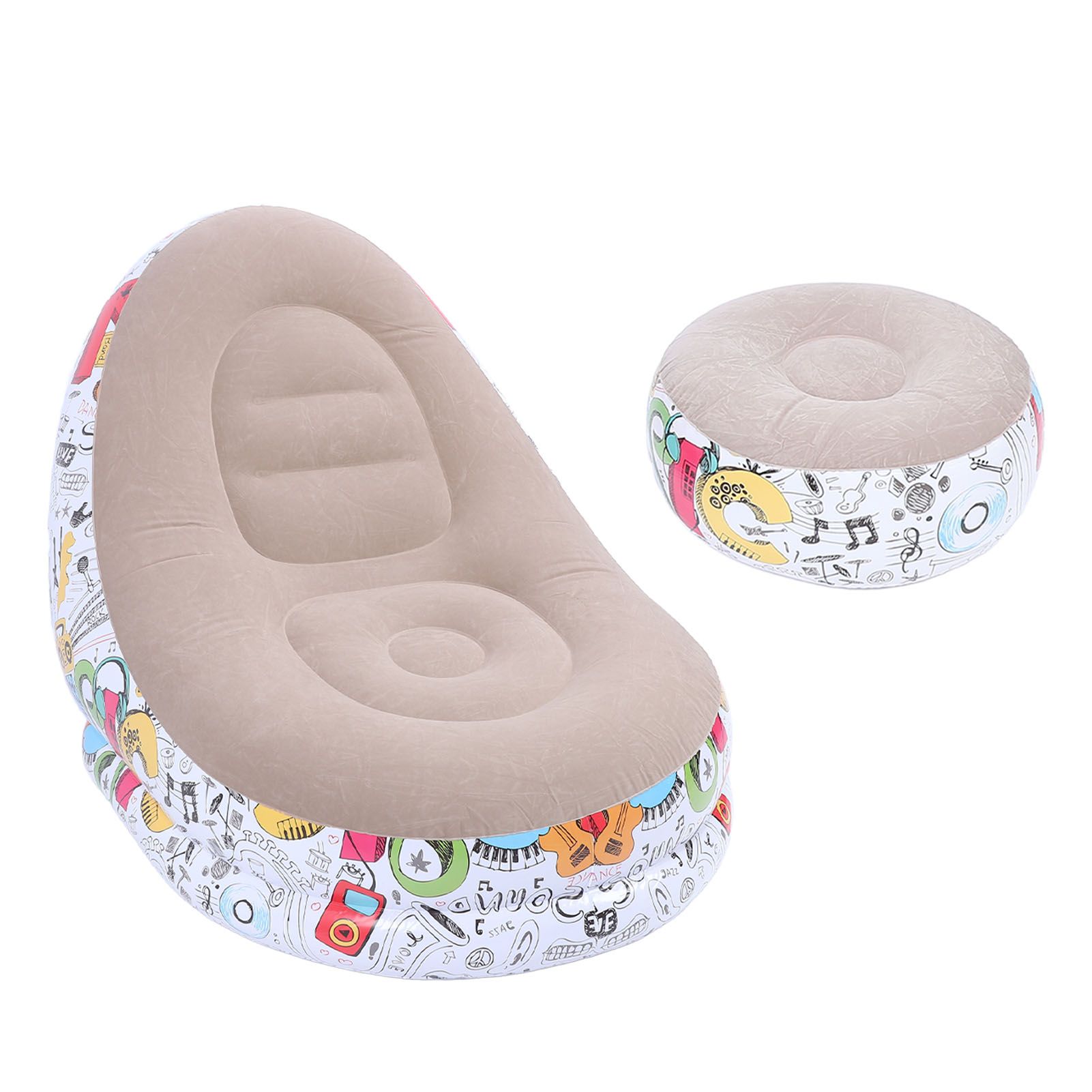 Inflatable Lounge Chair Cartoon Graffiti Minimalist Flocking Air Couch Sofa view 4