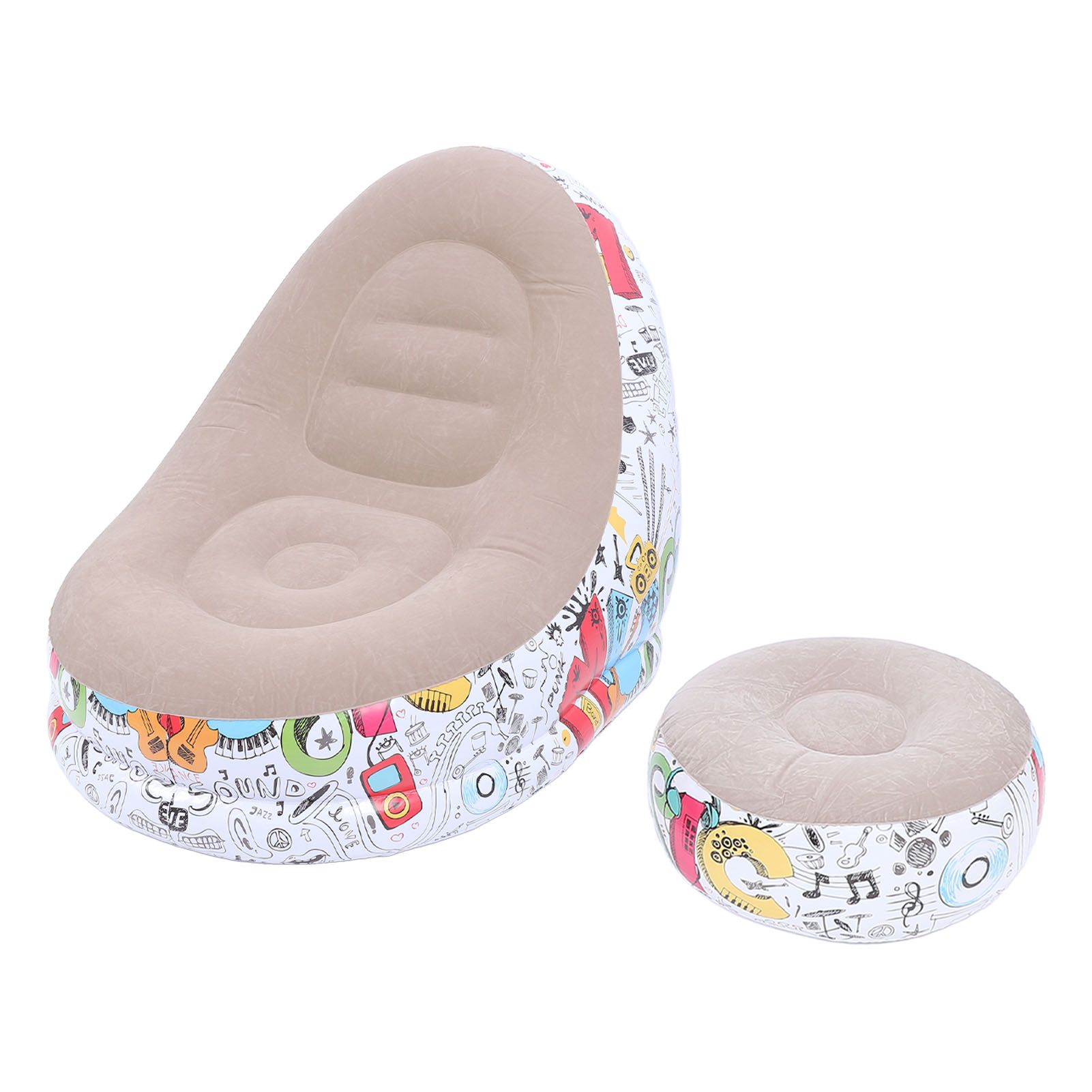 Inflatable Lounge Chair Cartoon Graffiti Minimalist Flocking Air Couch Sofa view 6