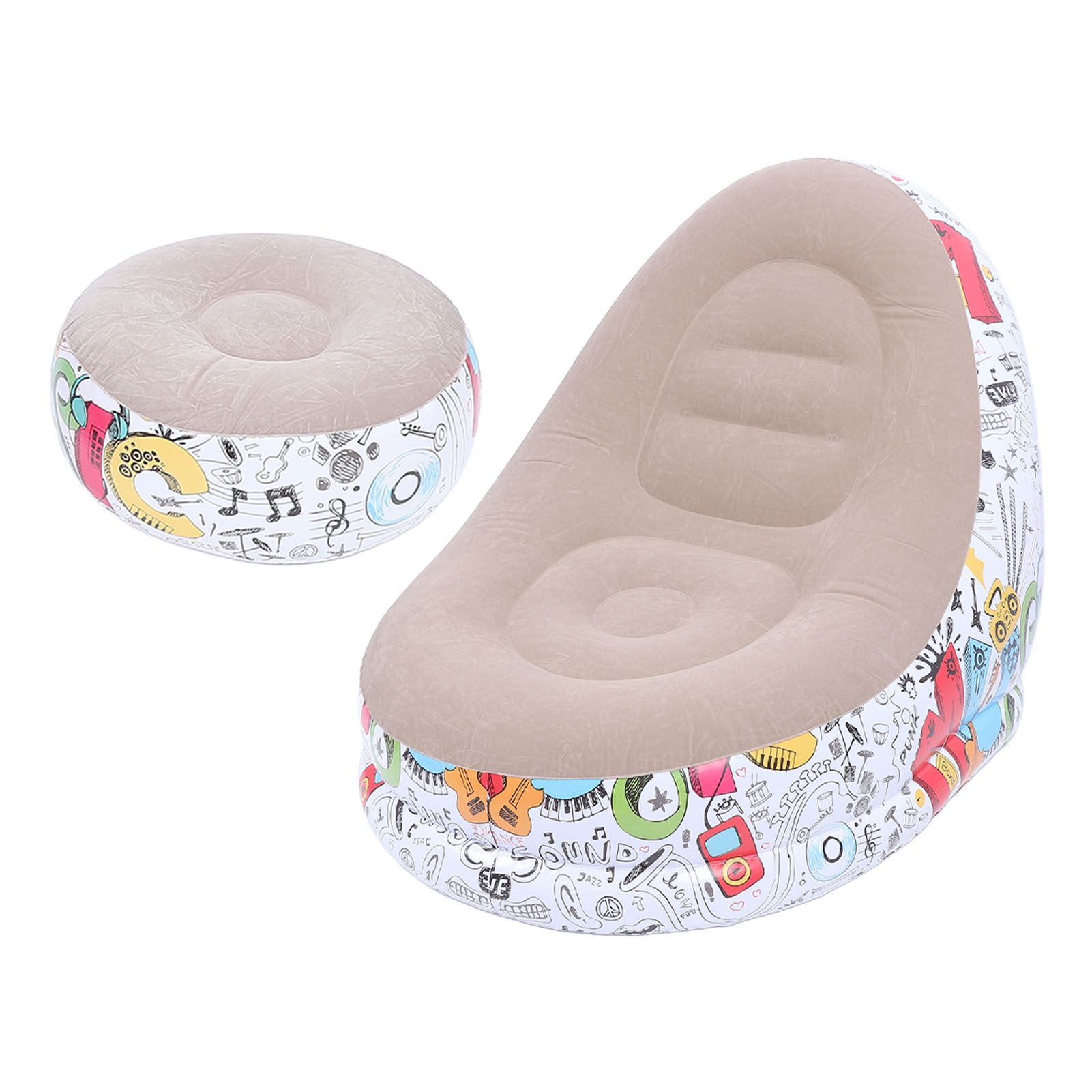 Inflatable Lounge Chair Cartoon Graffiti Minimalist Flocking Air Couch Sofa view 8