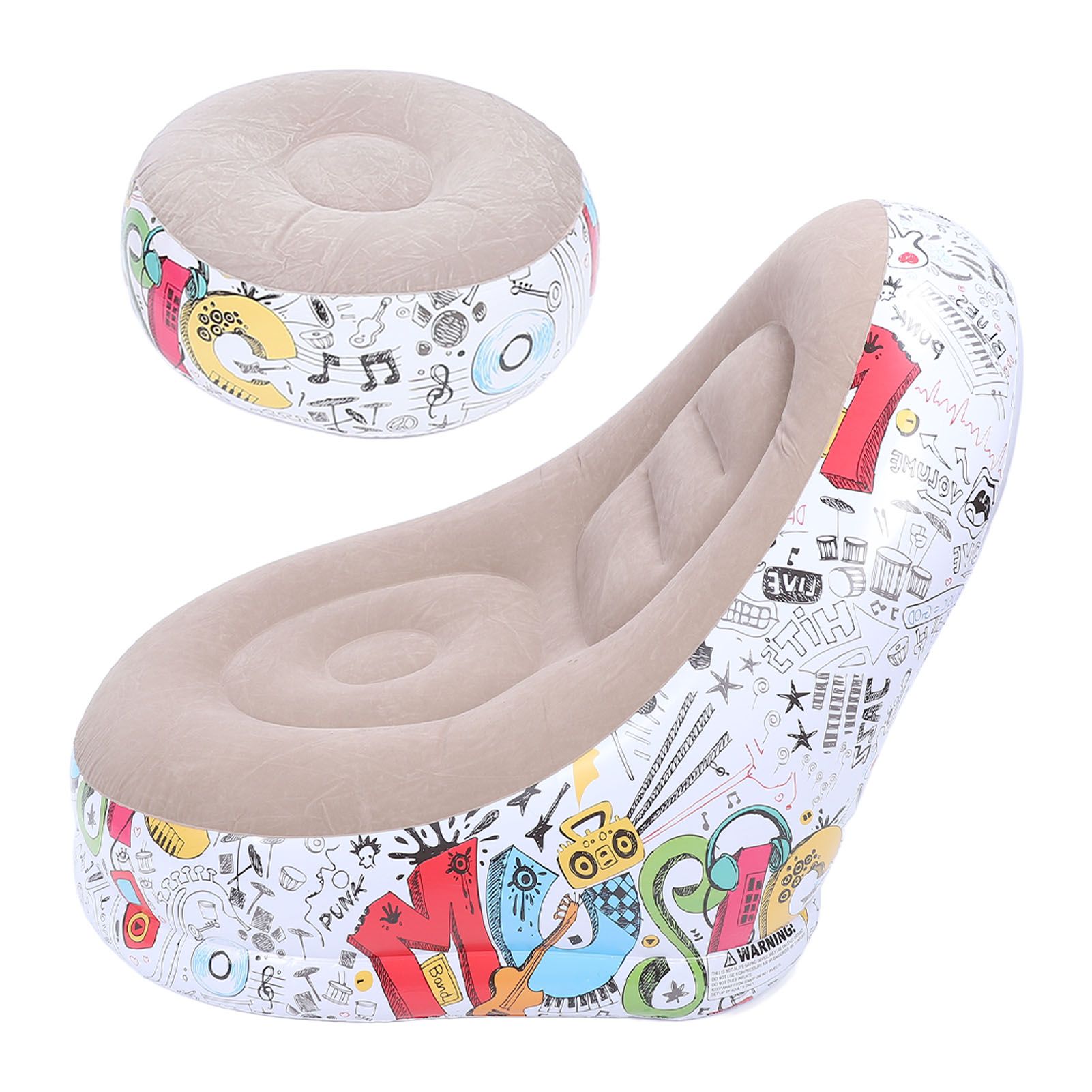 Inflatable Lounge Chair Cartoon Graffiti Minimalist Flocking Air Couch Sofa view 11