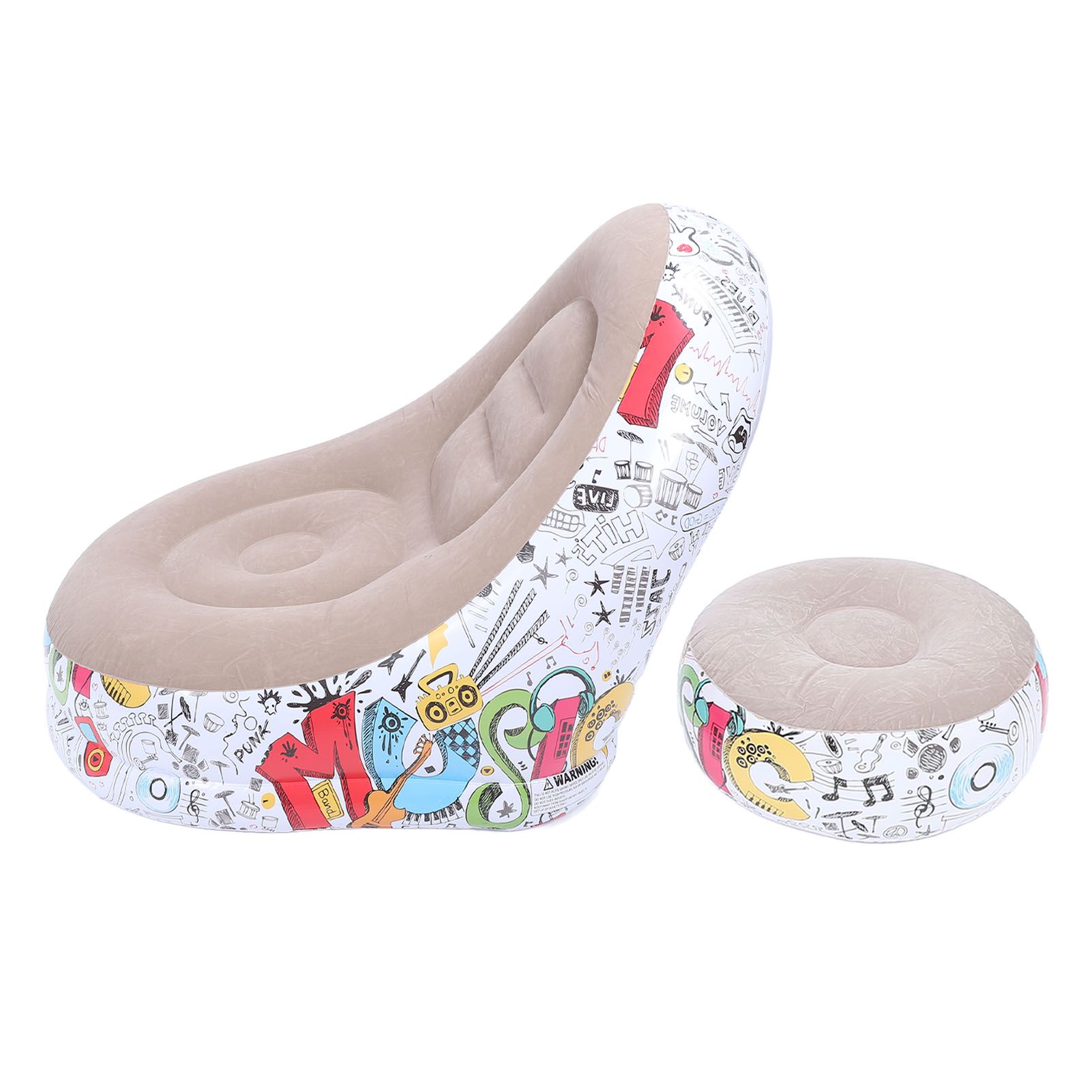 Inflatable Lounge Chair Cartoon Graffiti Minimalist Flocking Air Couch Sofa view 12