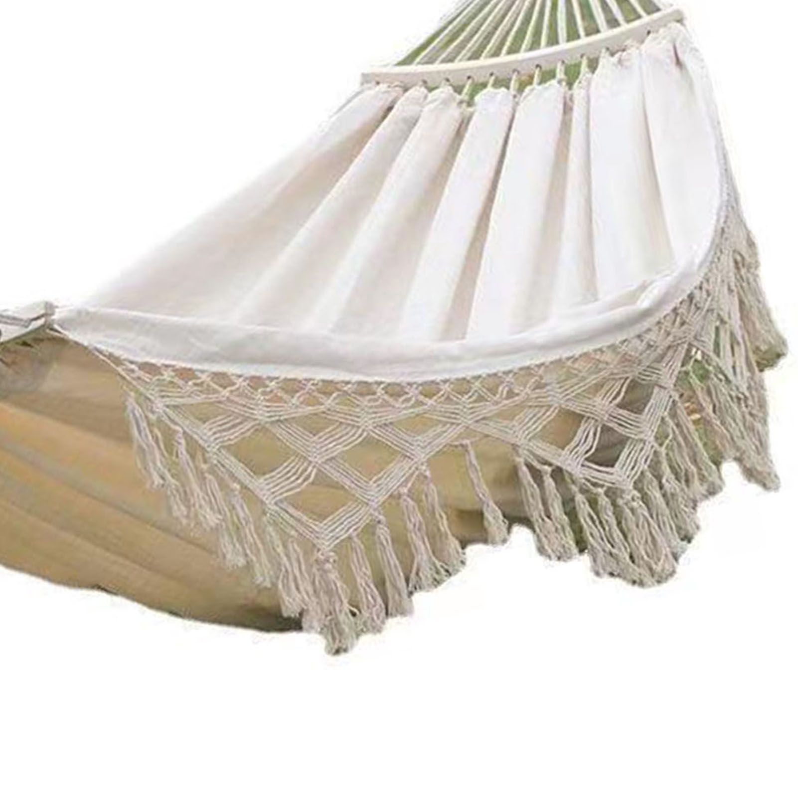 Backyard Hammock with Tassels 500lb Load Bearing Single Double Hammock with view 2