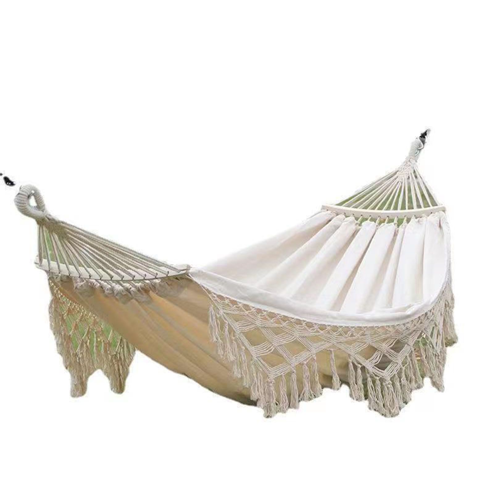 Backyard Hammock with Tassels 500lb Load Bearing Single Double Hammock with view 3