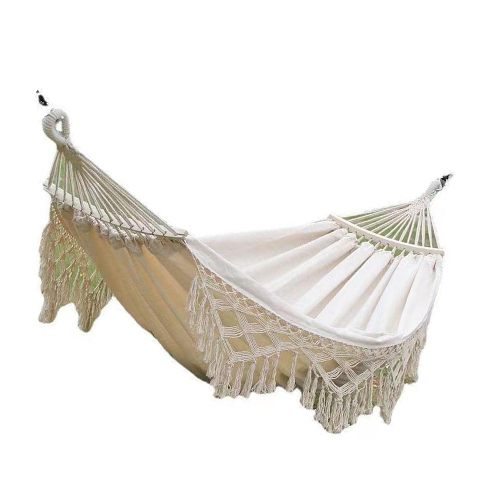 Backyard Hammock with Tassels 500lb Load Bearing Single Double Hammock with view 4