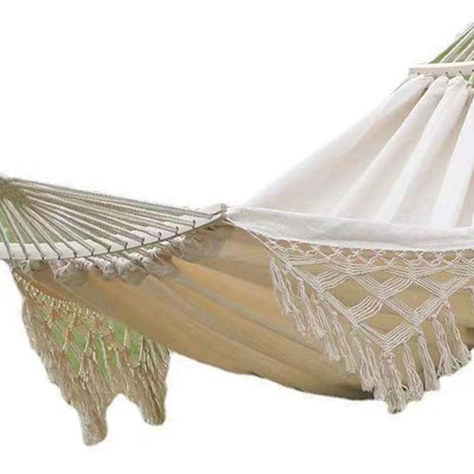 Backyard Hammock with Tassels 500lb Load Bearing Single Double Hammock with view 5
