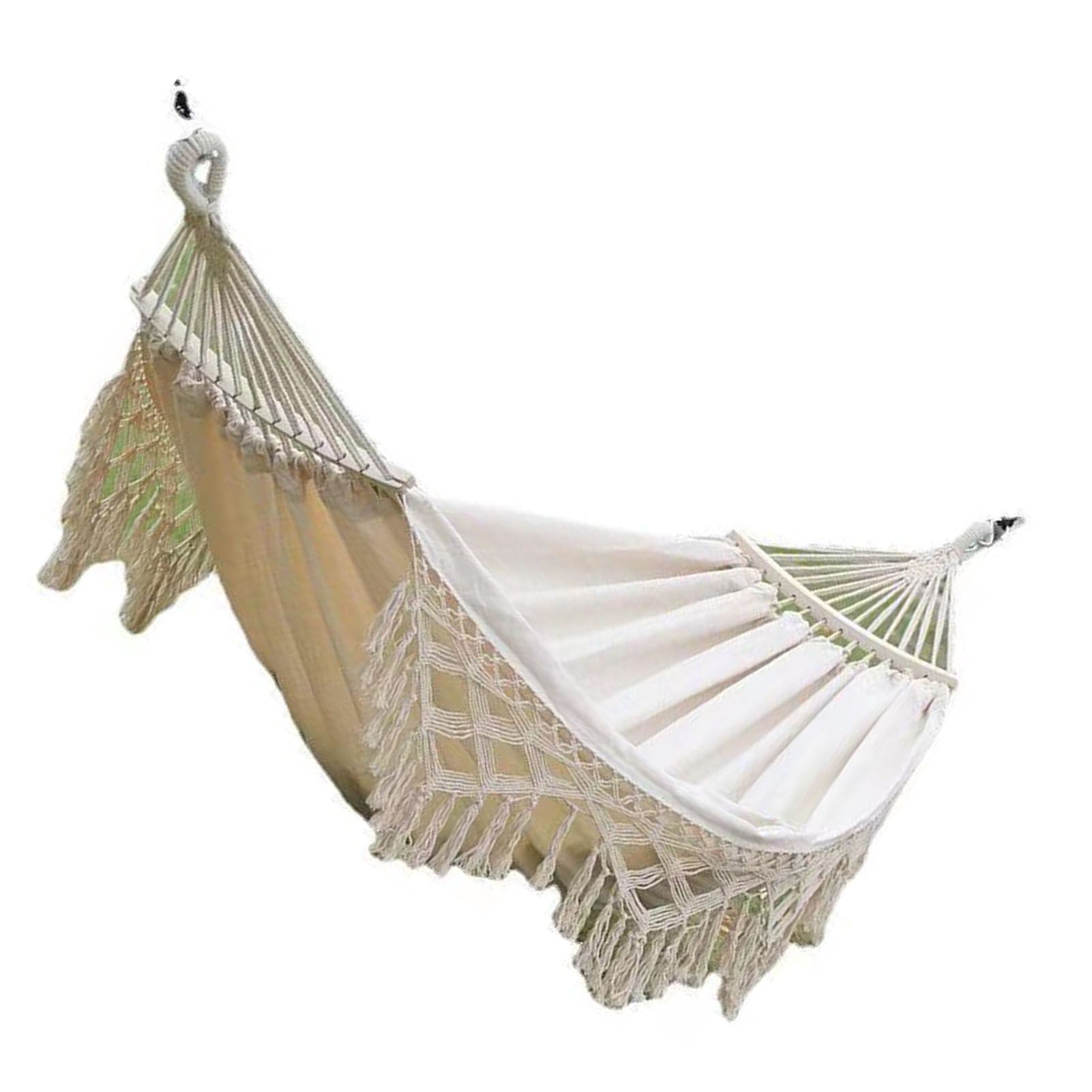 Backyard Hammock with Tassels 500lb Load Bearing Single Double Hammock with view 6