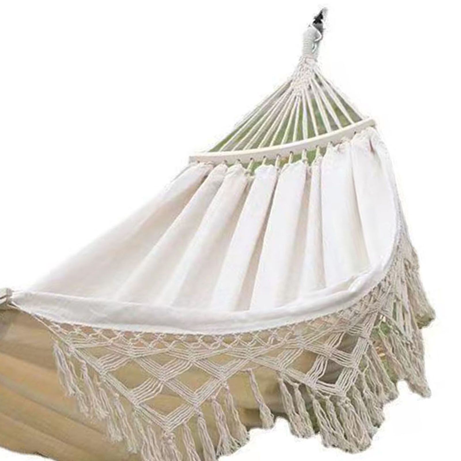 Backyard Hammock with Tassels 500lb Load Bearing Single Double Hammock with view 7