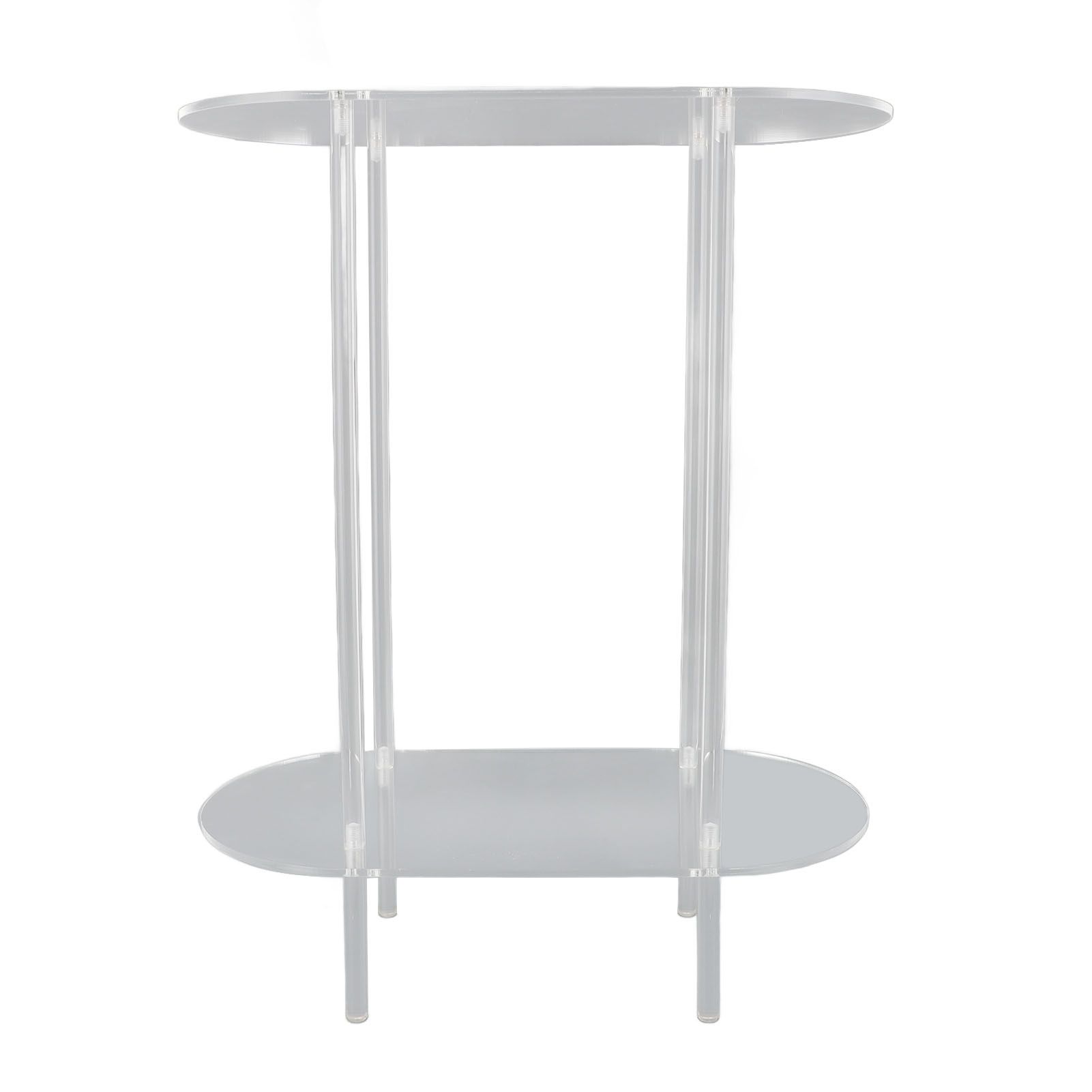Clear Side Table Acrylic 2 Tier Oval Modern Detachable Nightstand End Table view 4