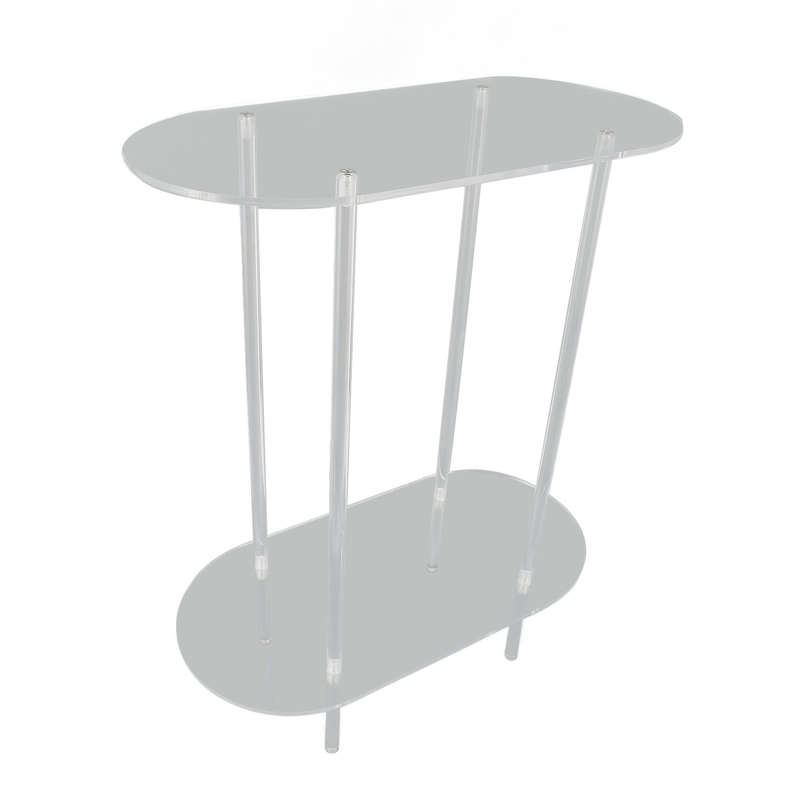 Clear Side Table Acrylic 2 Tier Oval Modern Detachable Nightstand End Table view 8