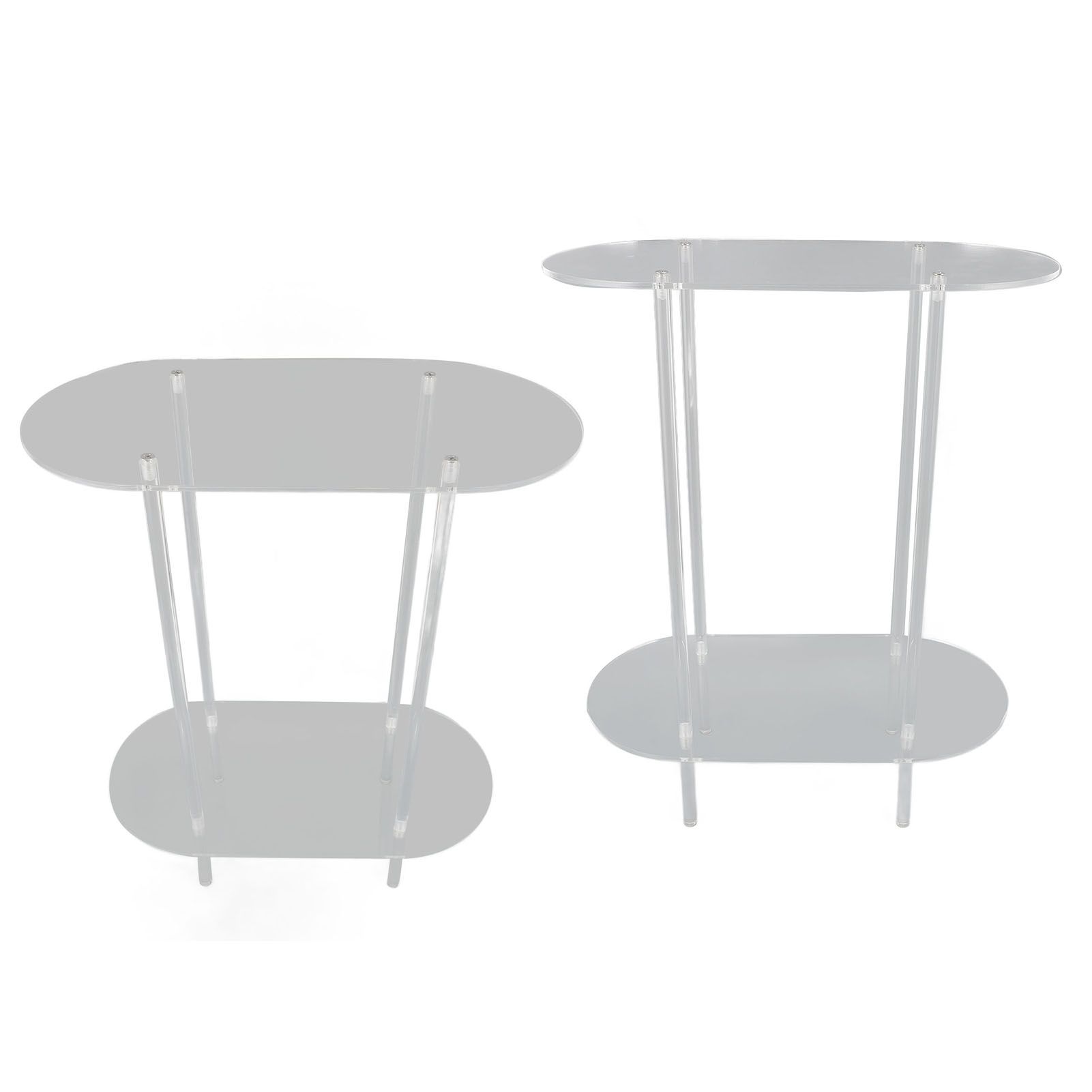 Clear Side Table Acrylic 2 Tier Oval Modern Detachable Nightstand End Table view 11