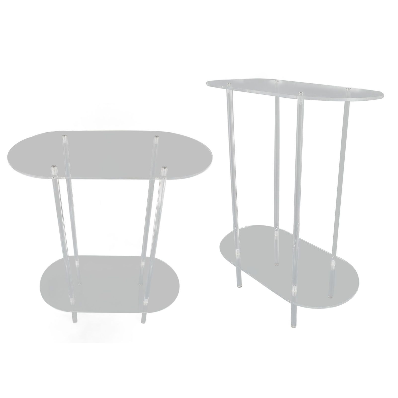 Clear Side Table Acrylic 2 Tier Oval Modern Detachable Nightstand End Table view 12
