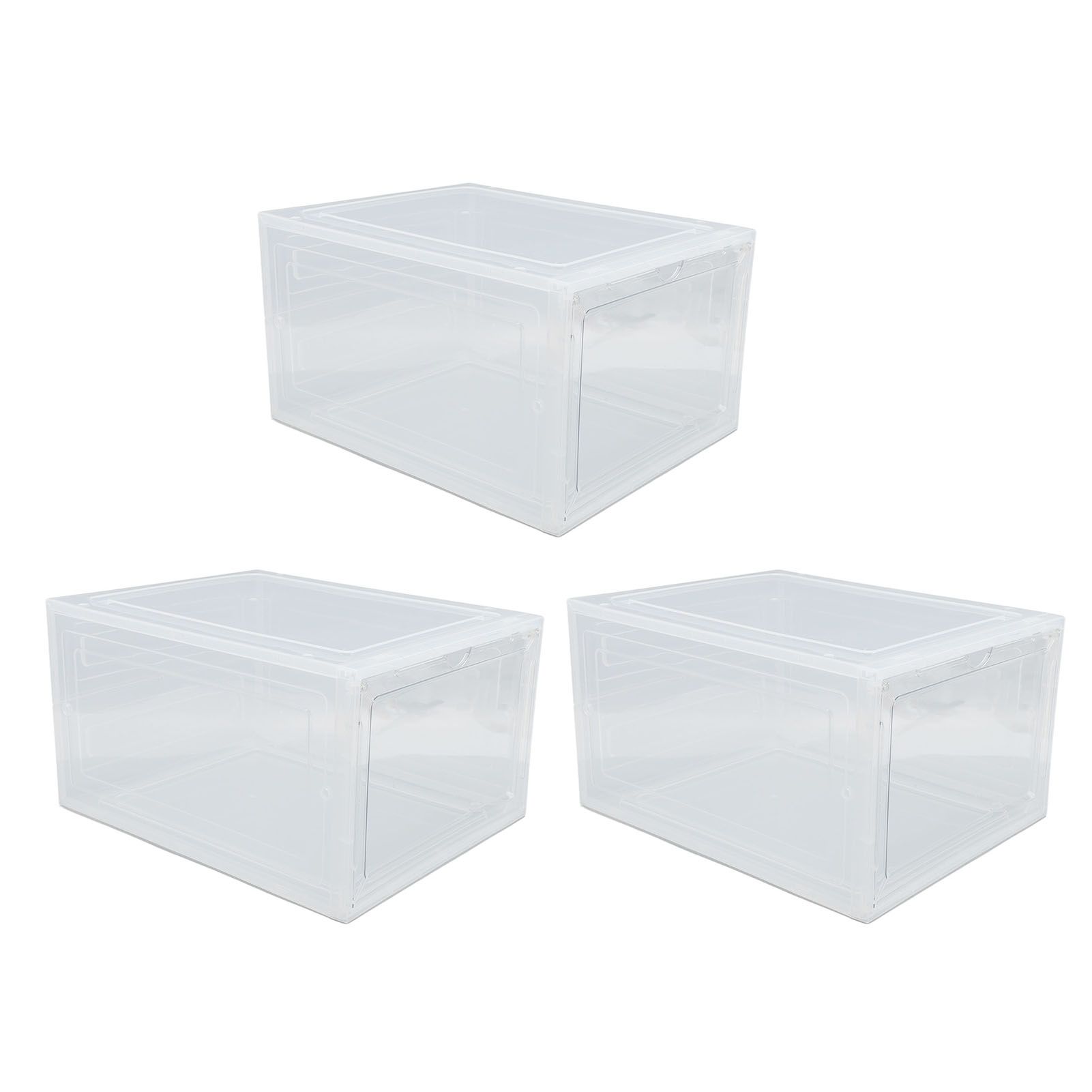 Shoe Storage Box Thick Side Opening Space Saving Transparent Stackable Shoe