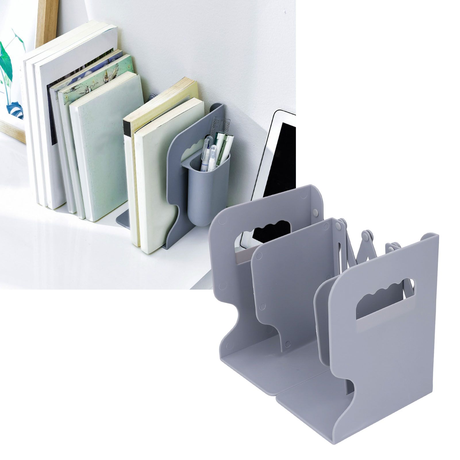 Adjustable Book End PP Retractable Anti Slip Desk Book Holder Organizer for view 12