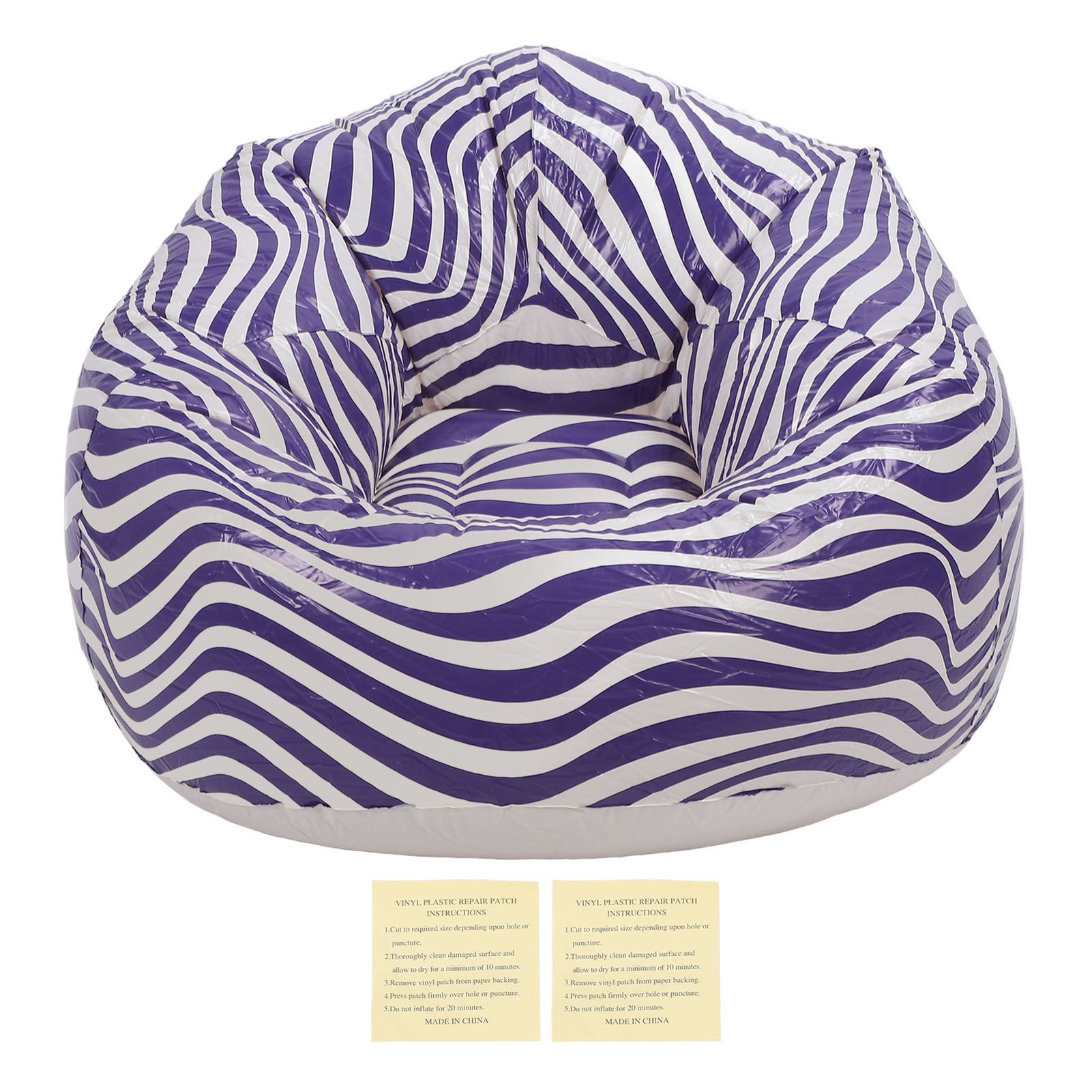 Inflatable Chair PVC Wave Strip Pattern Ergonomic Desig Minimalism Inflatable view 3