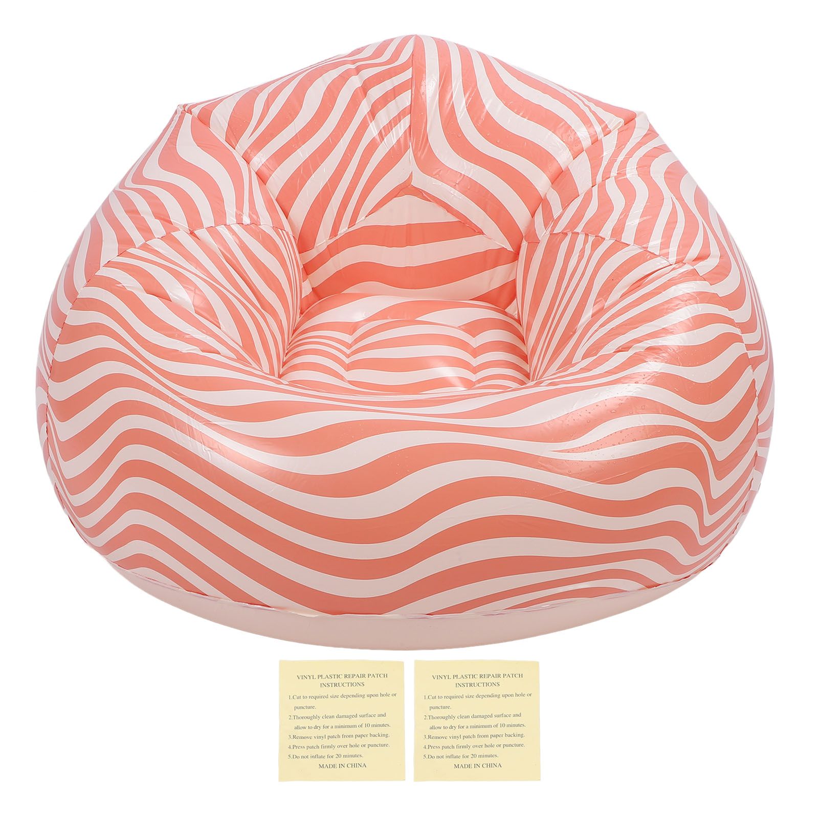 Inflatable Chair PVC Wave Strip Pattern Ergonomic Desig Minimalism Inflatable view 3